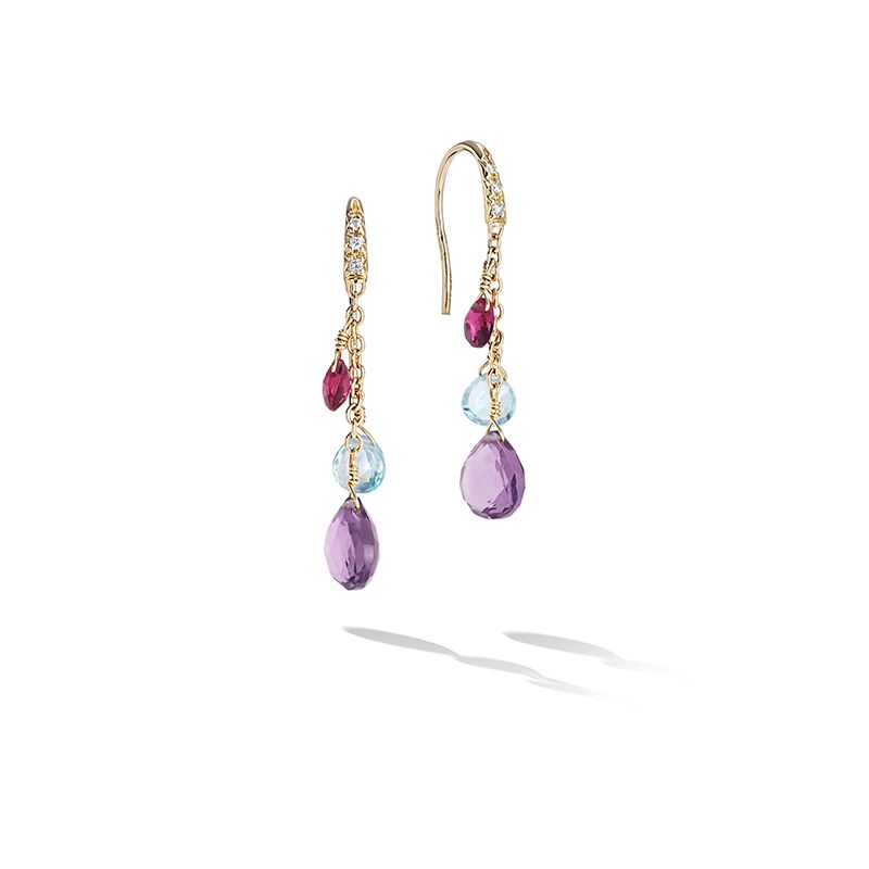 Paradise Gold and Amethyst Short Drop Earrings