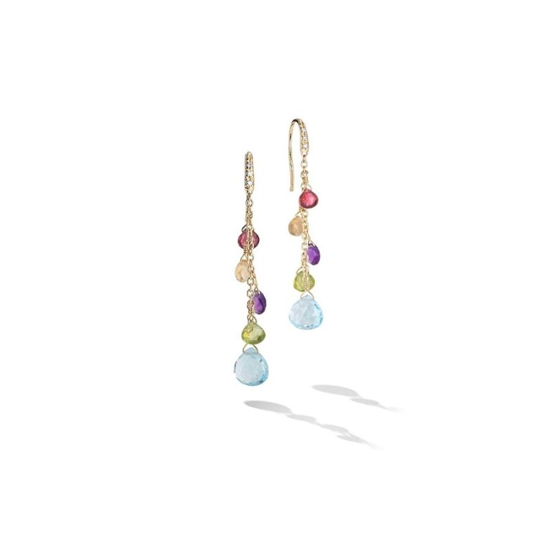 Paradise Gold Blue Topaz Medium Drop Earrings