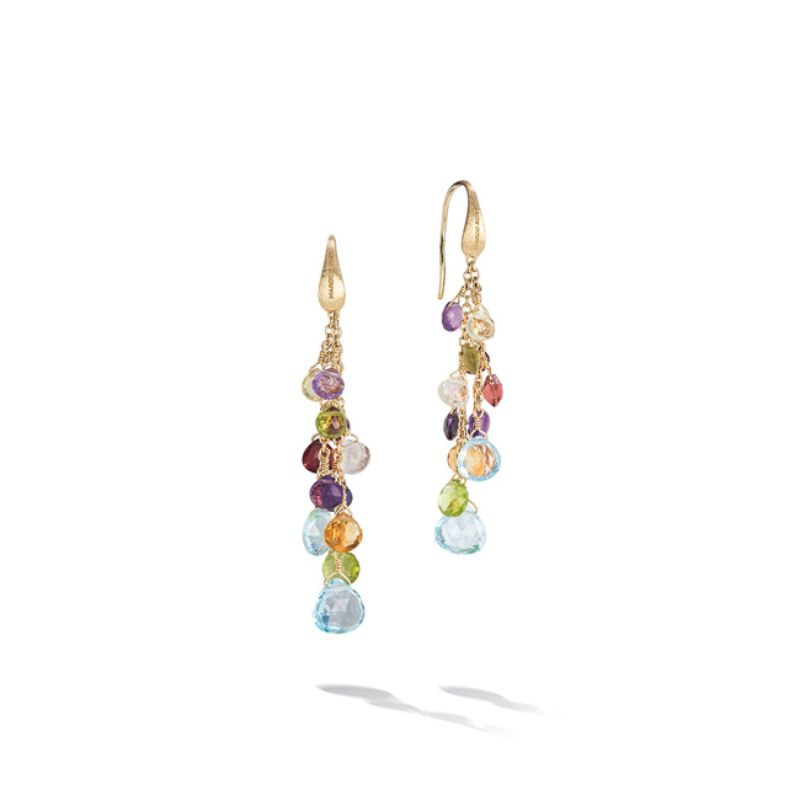 Paradise Gold Mixed Gemstone Multi Strand Earrings
