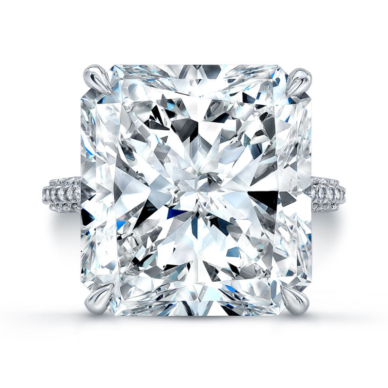 20.21 Carat Platinum Radiant-Cut Pavé Diamond Ring