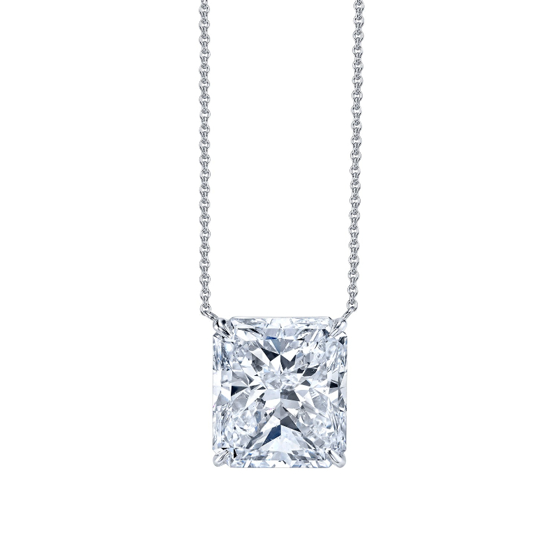 8 Carat Radiant Cut Diamond Platinum Pendant