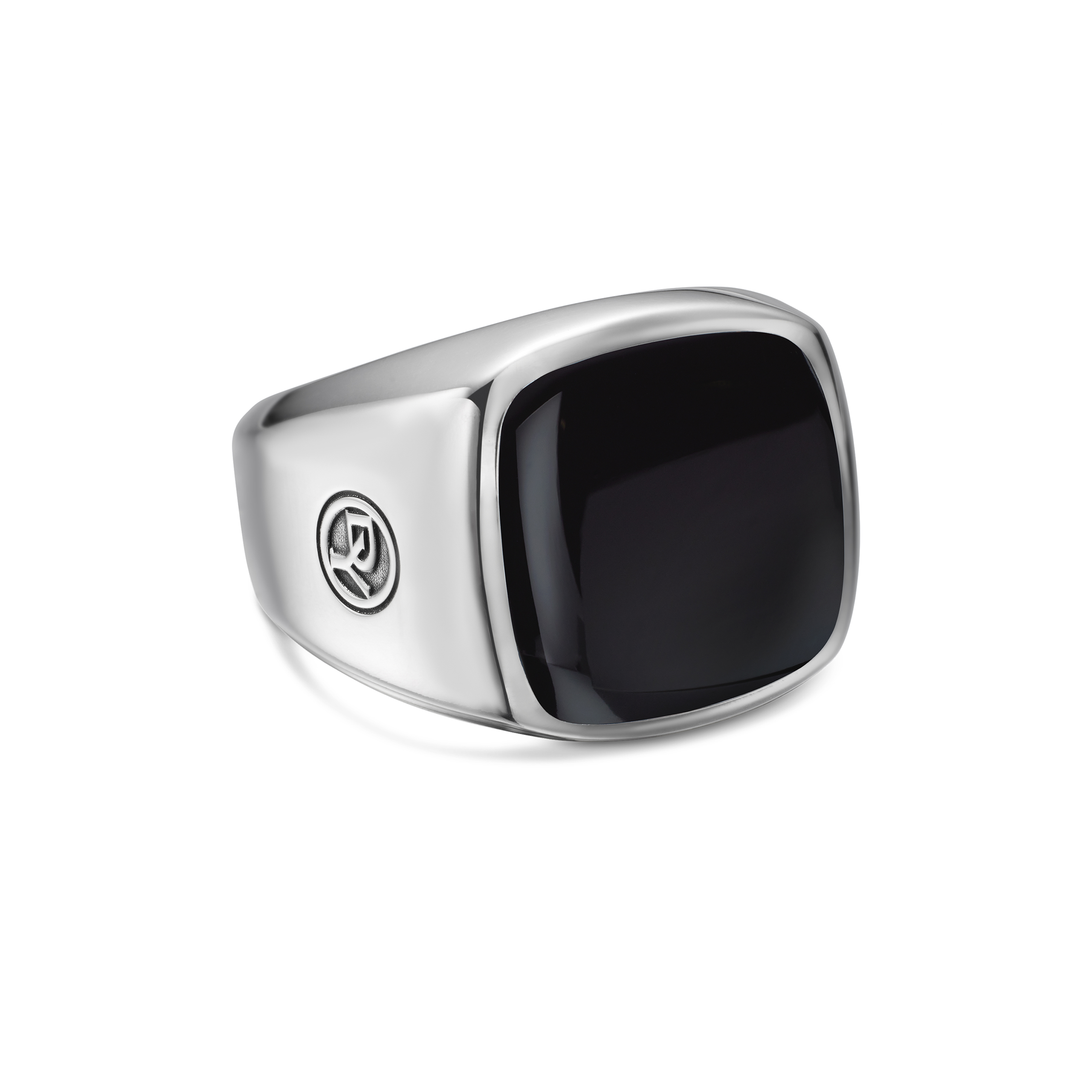 Exotic Stone Signet Ring in Sterling Silver with Black Onyx, 19mm