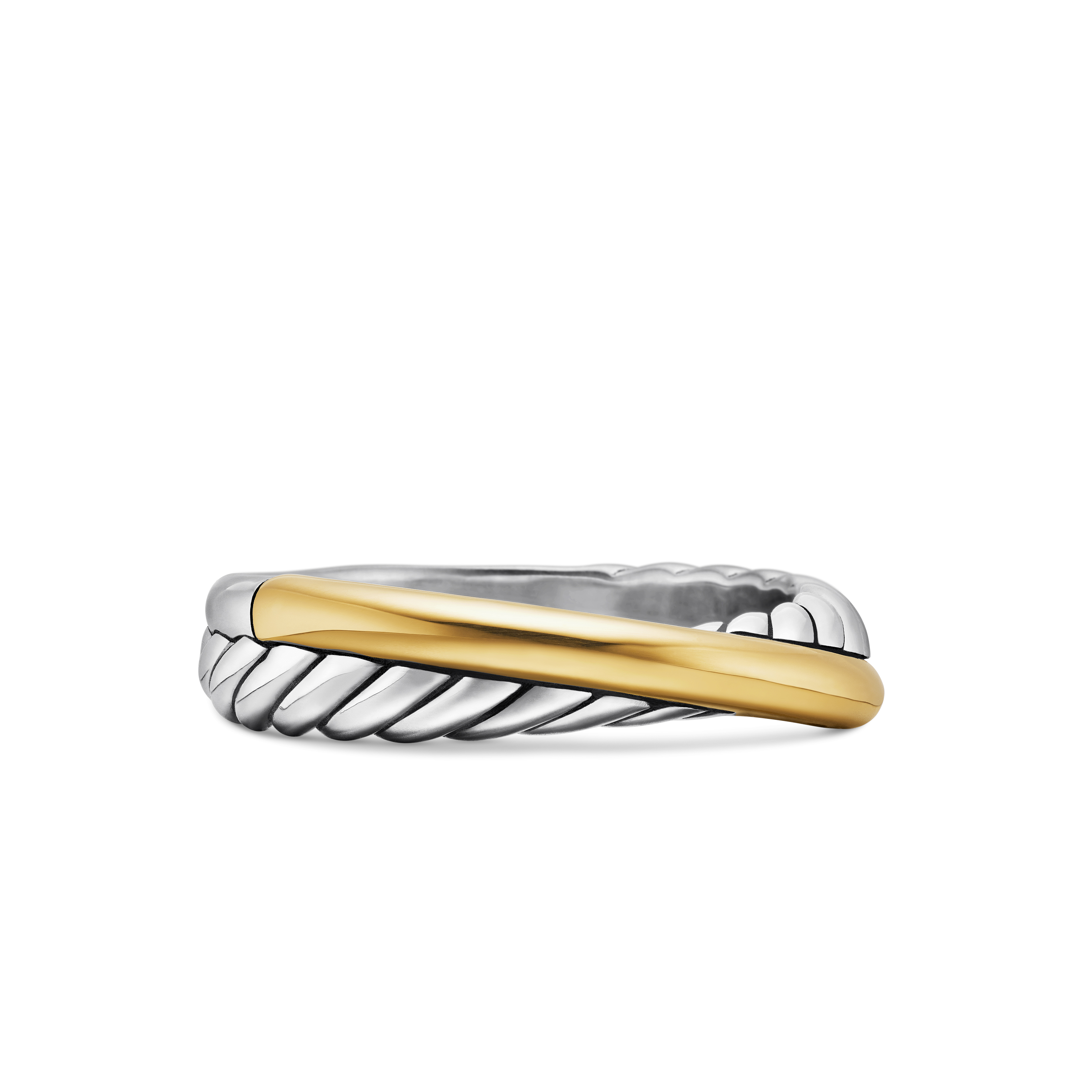 Crossover Band Ring in Sterling Silver with 18K Yellow Gold
