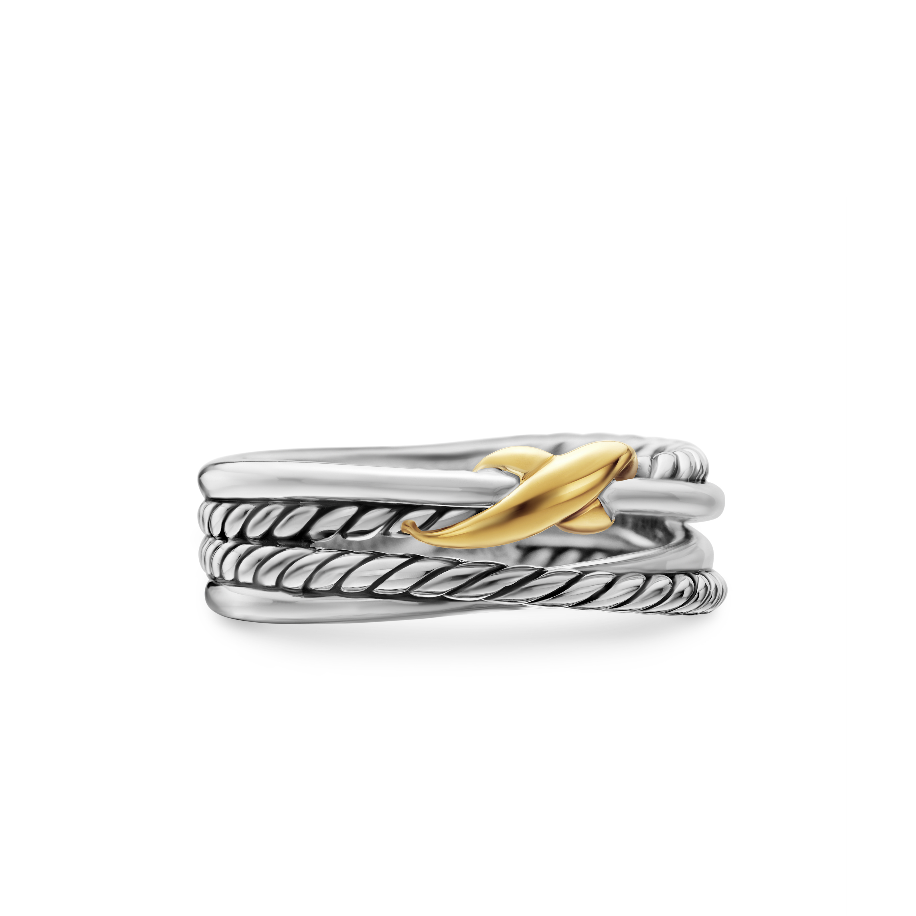 X Crossover Band Ring in Sterling Silver with 18K Yellow Gold, 6mm