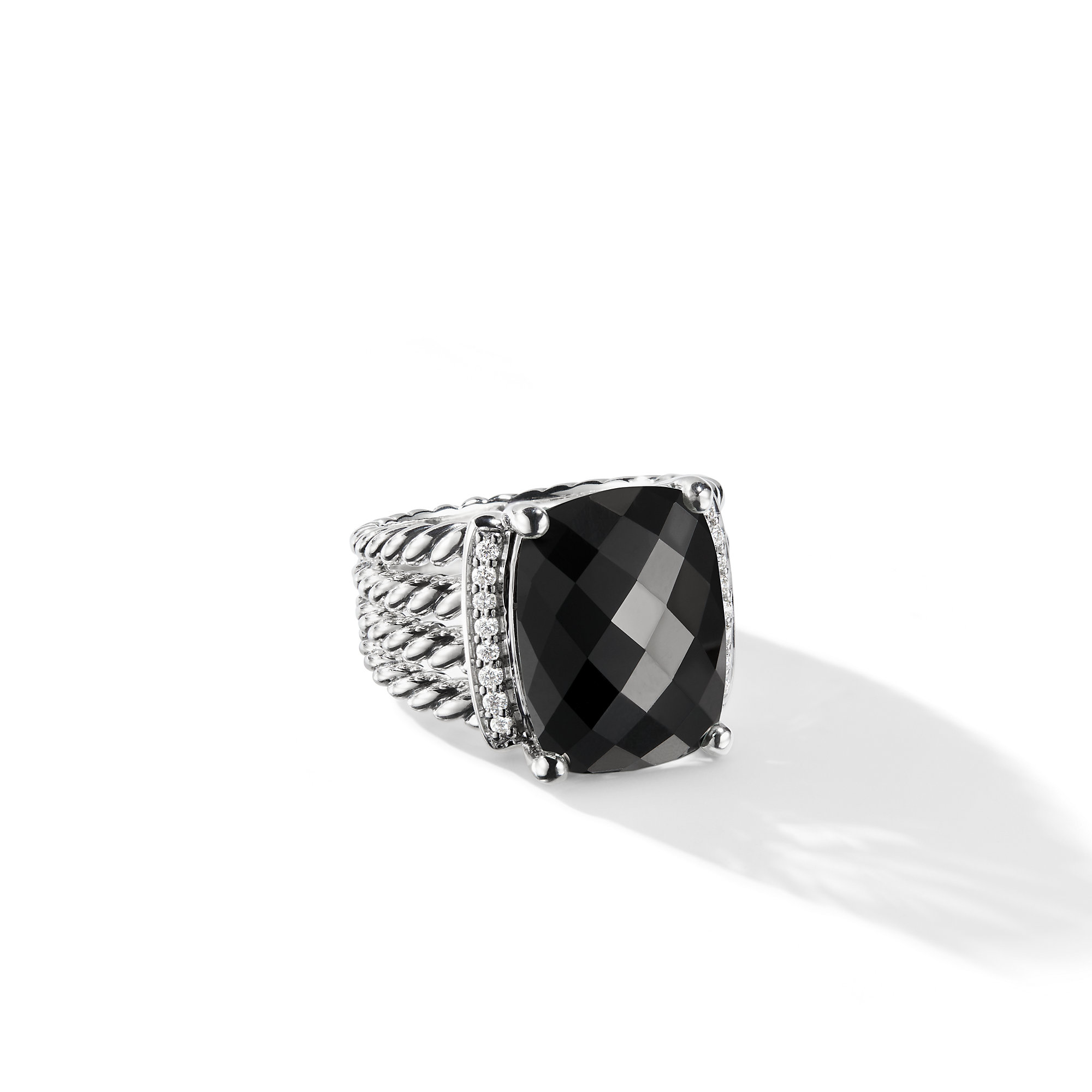 Wheaton® Ring in Sterling Silver with Black Onyx and Pave Diamonds