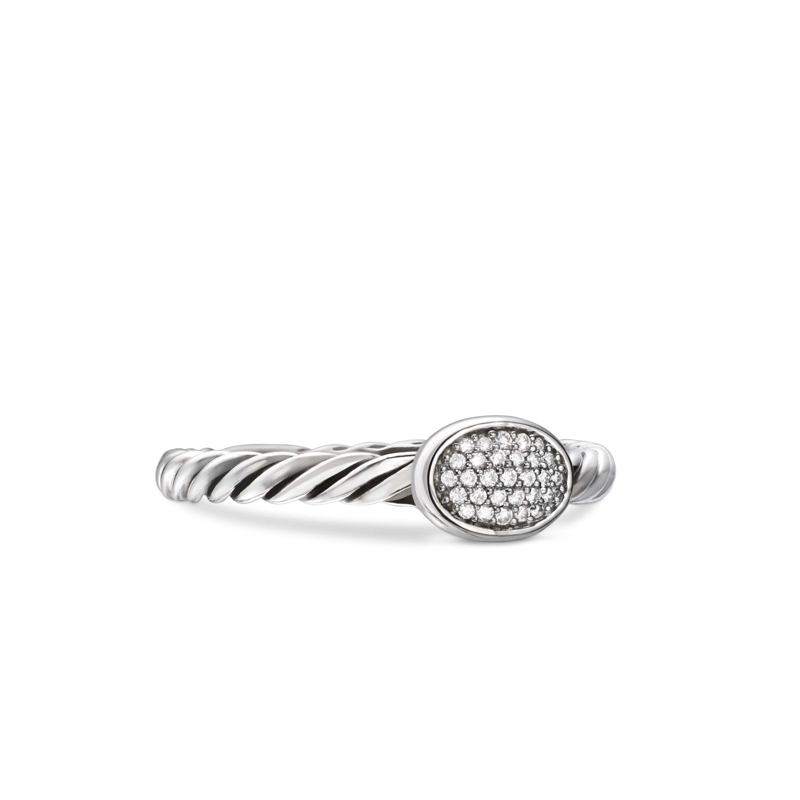 Cable CollectiblesÂ® Oval Stack Ring in Sterling Silver with PavÃ© Diamonds, 2.5mm