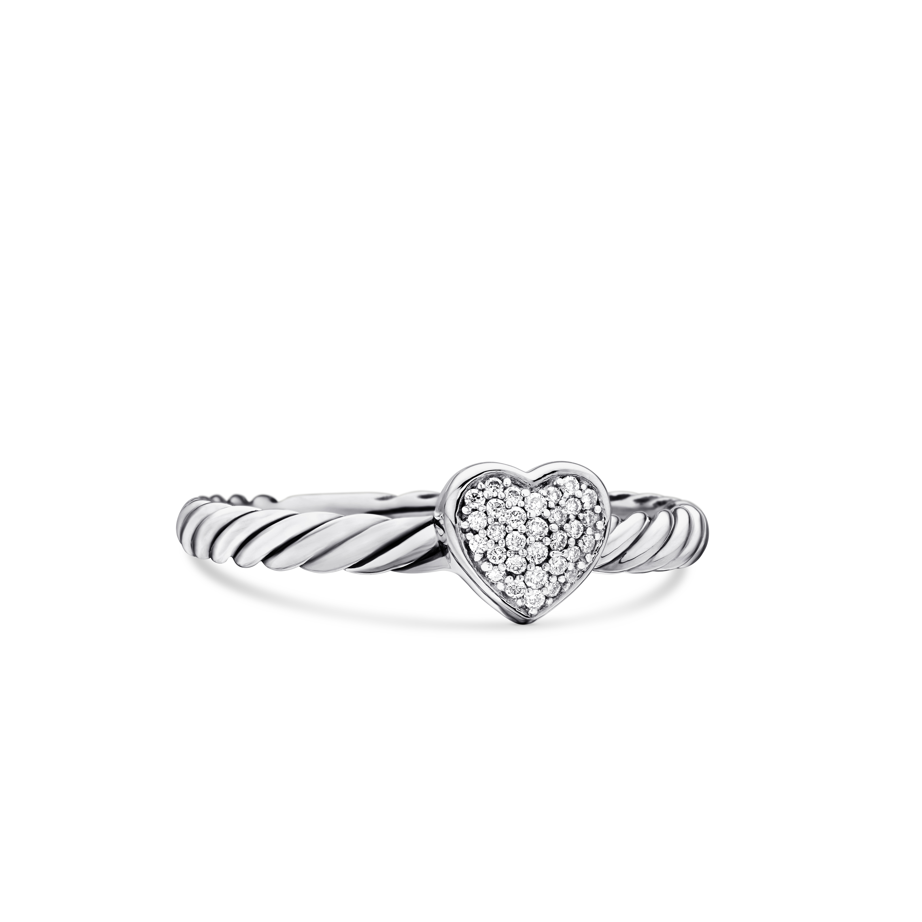 Cable CollectiblesÂ® Heart Stack Ring in Sterling Silver with PavÃ© Diamonds, 6.2mm