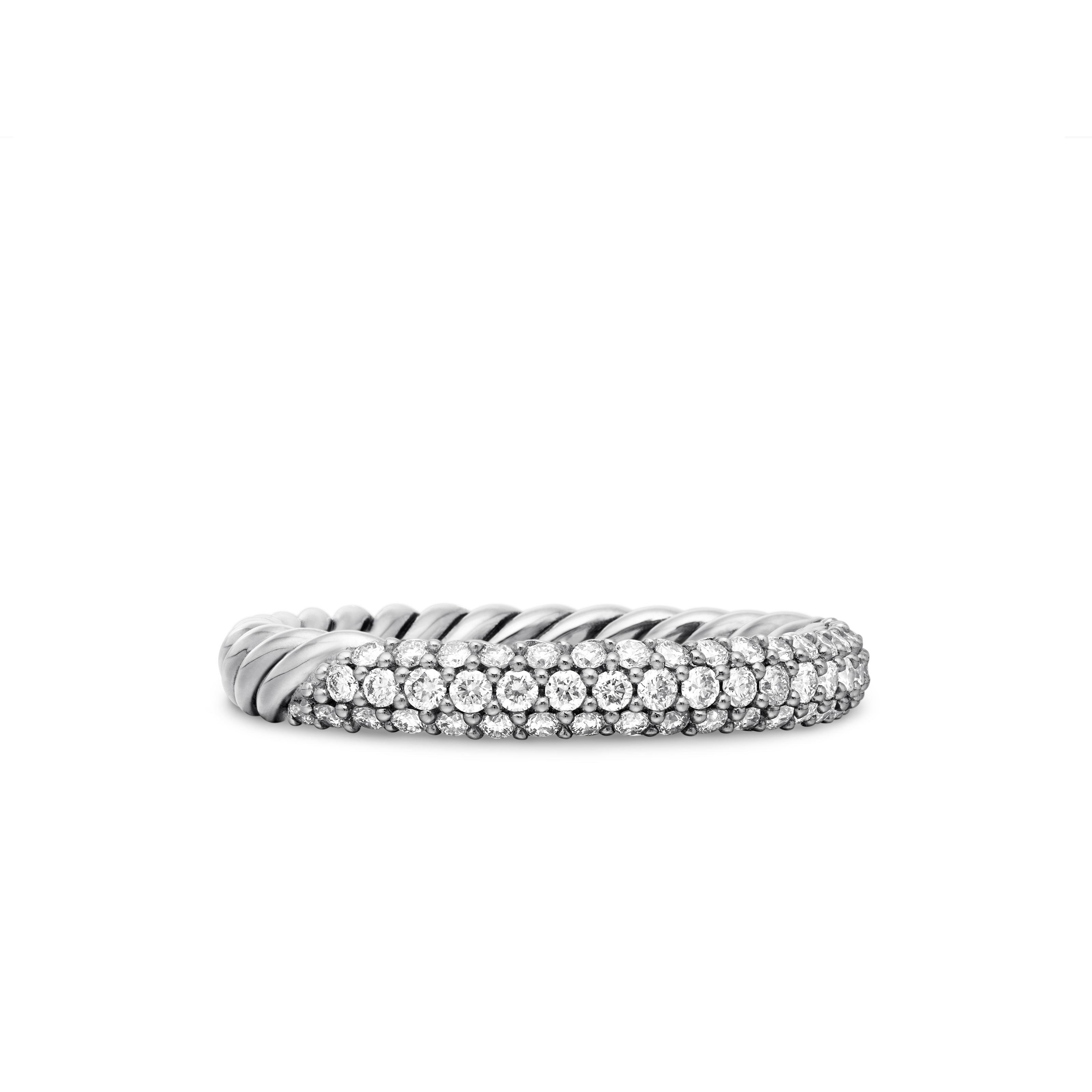 Petite Pavé Stack Ring in Sterling Silver with Diamonds, 3mm