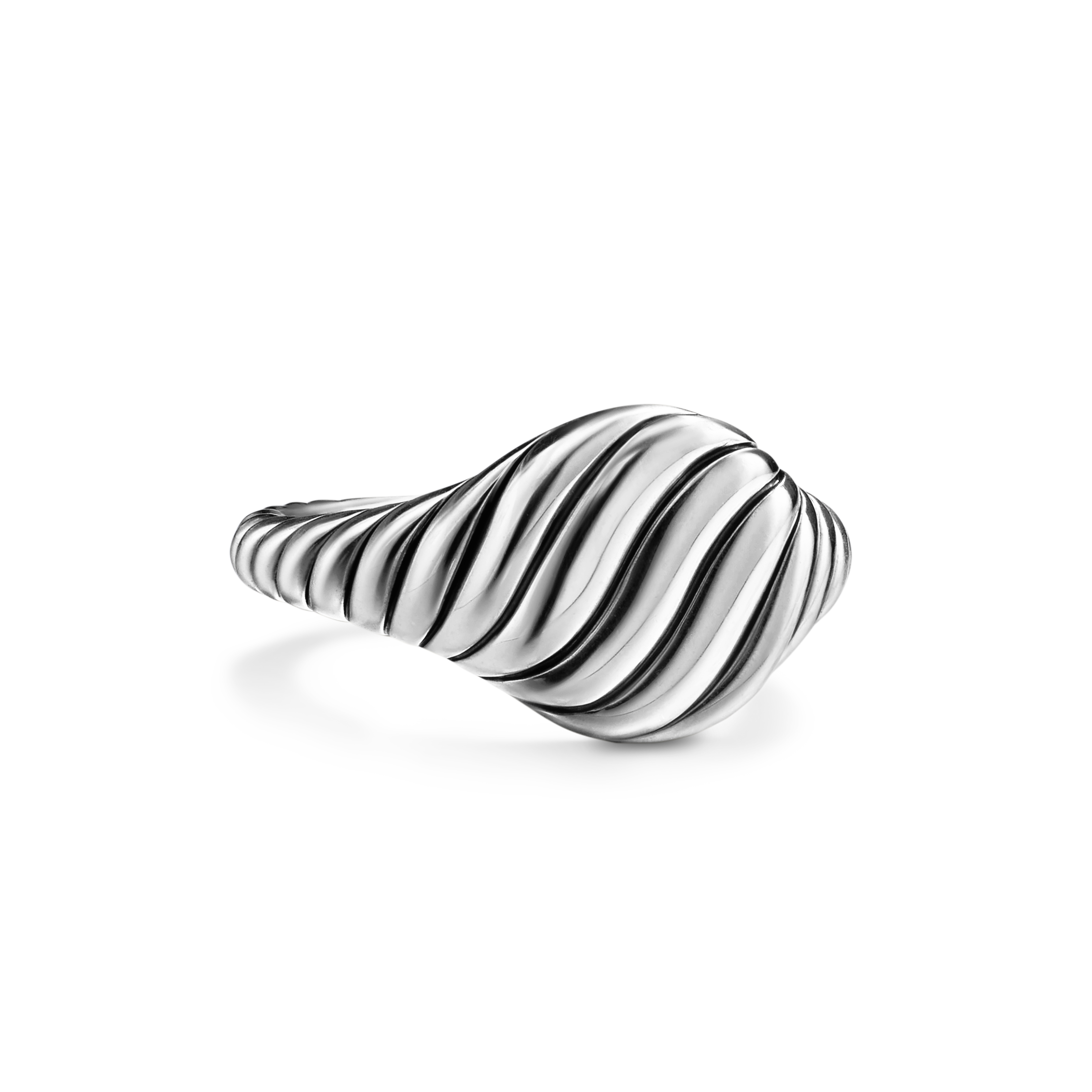 Sculpted Cable Pinky Ring in Sterling Silver, 10mm