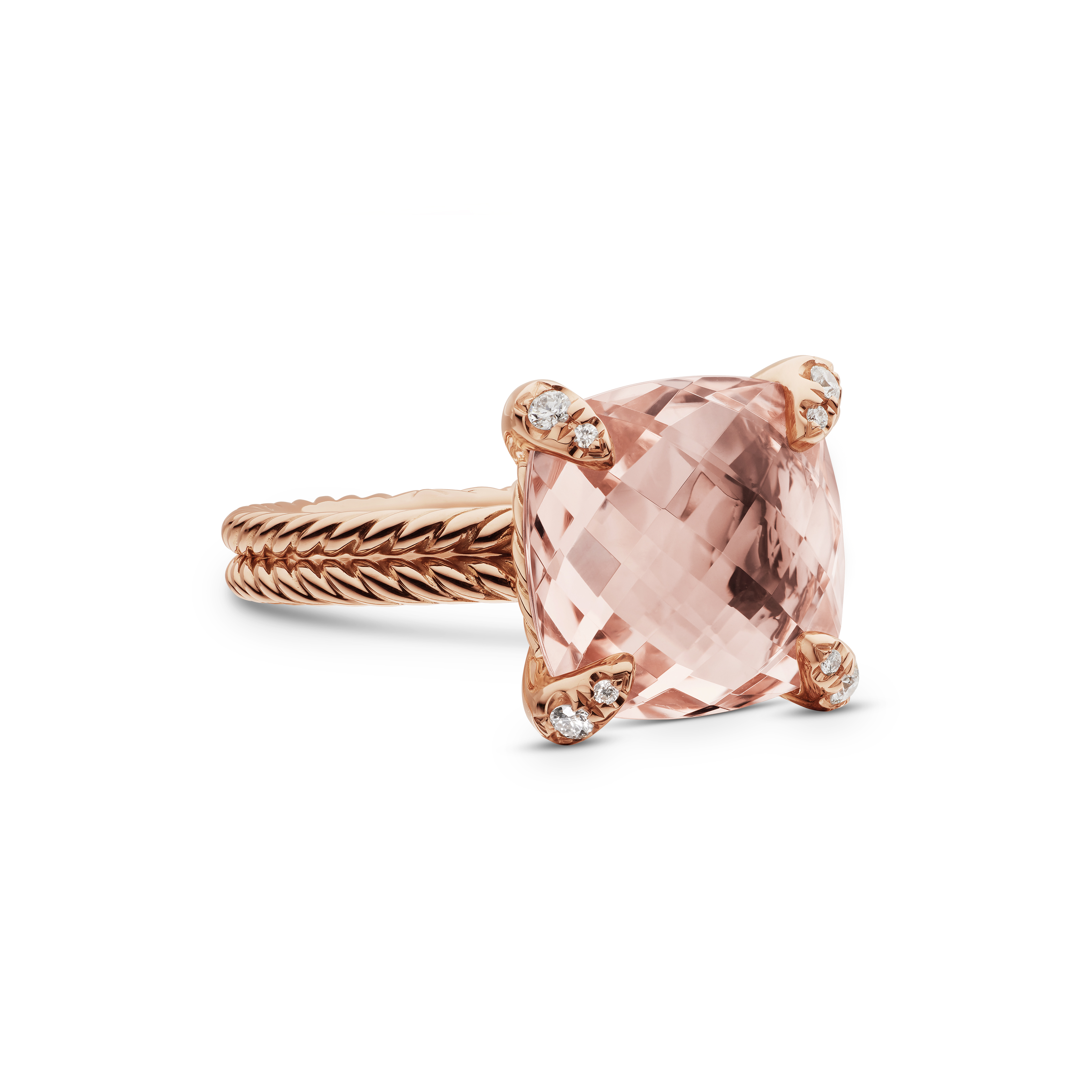 Chatelaine® Ring in 18K Rose Gold with Morganite and Diamonds, 11mm