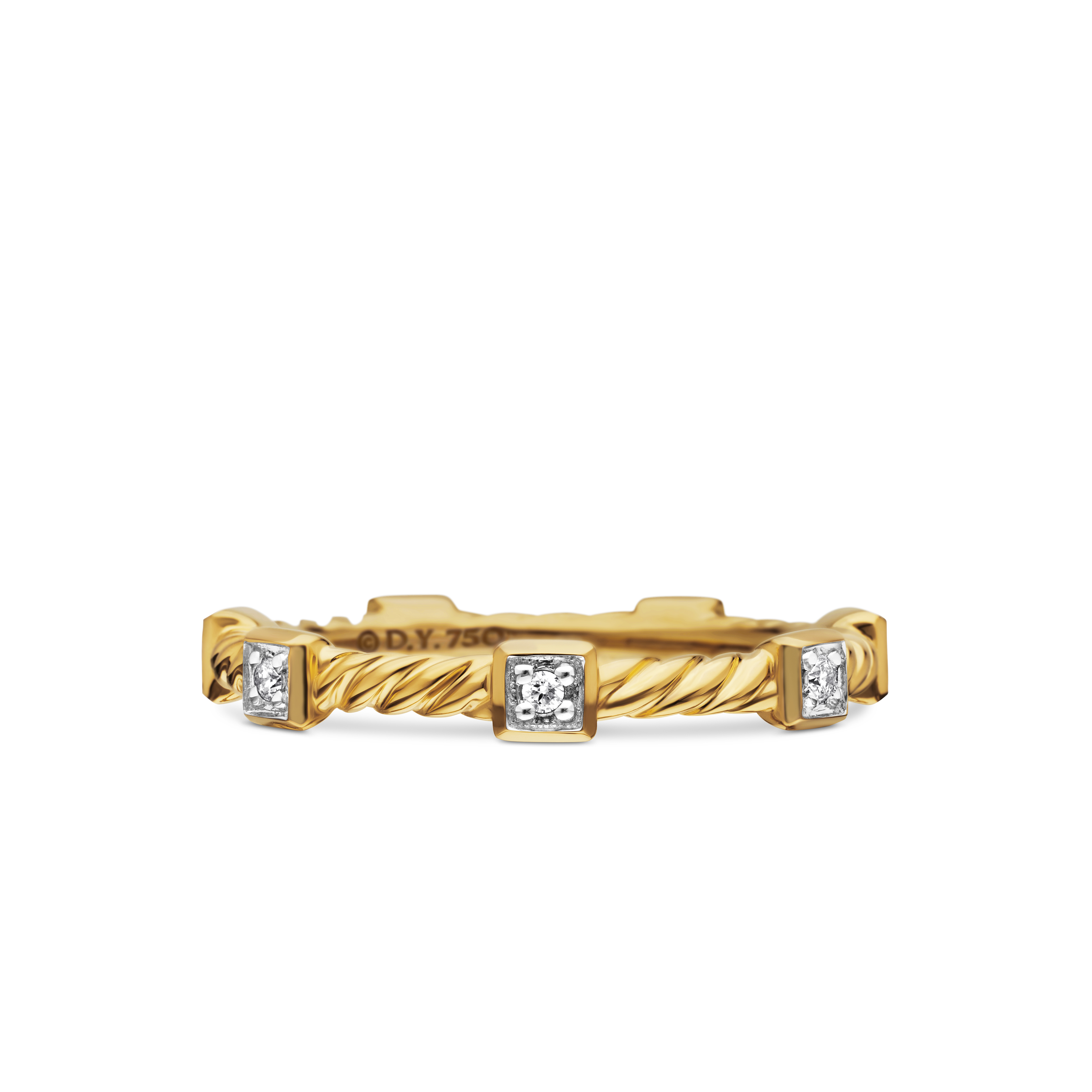 Cable Collectibles® Stations Stack Ring in 18K Yellow Gold with Diamonds, 2mm