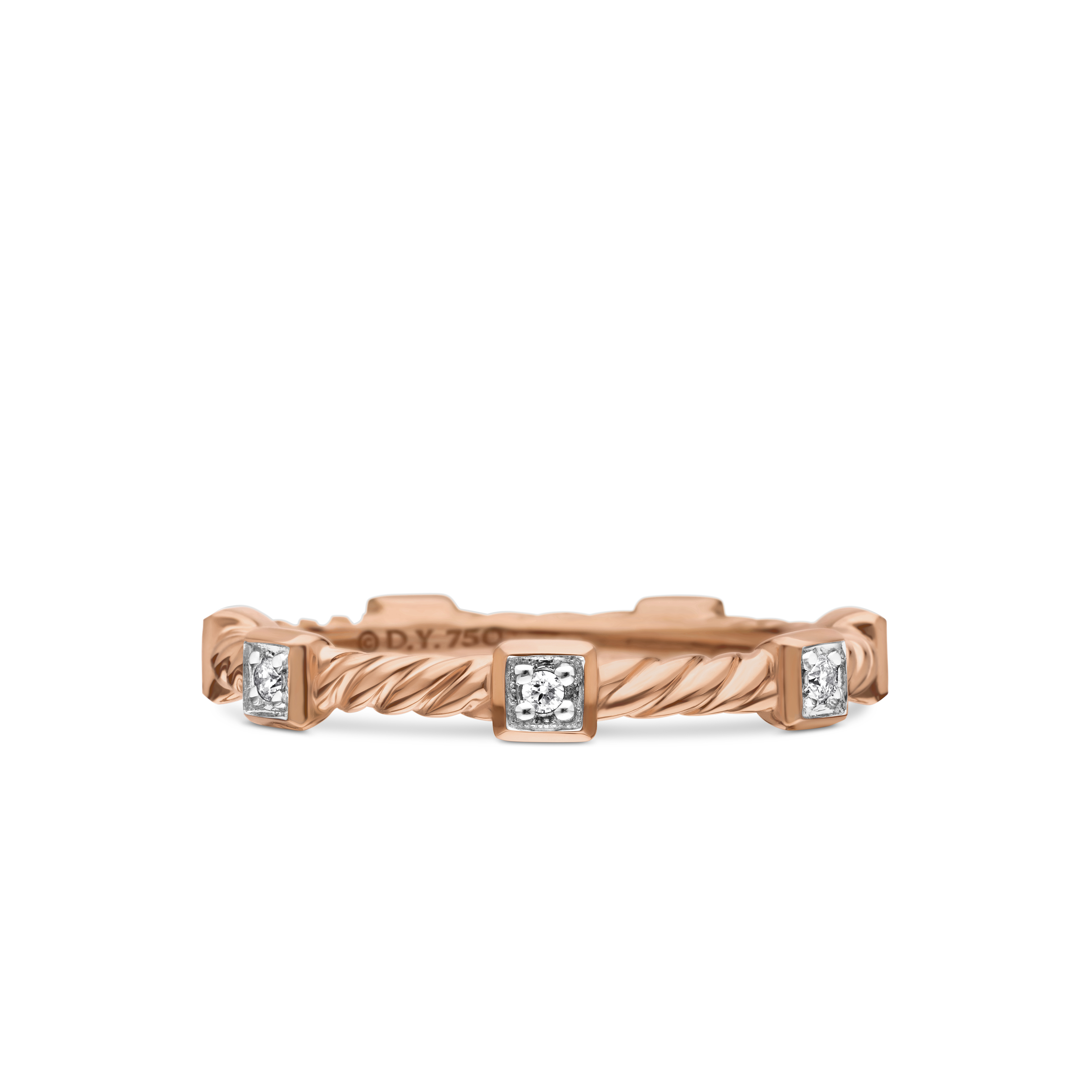 Cable Collectibles® Stations Stack Ring in 18K Rose Gold with Diamonds, 2mm