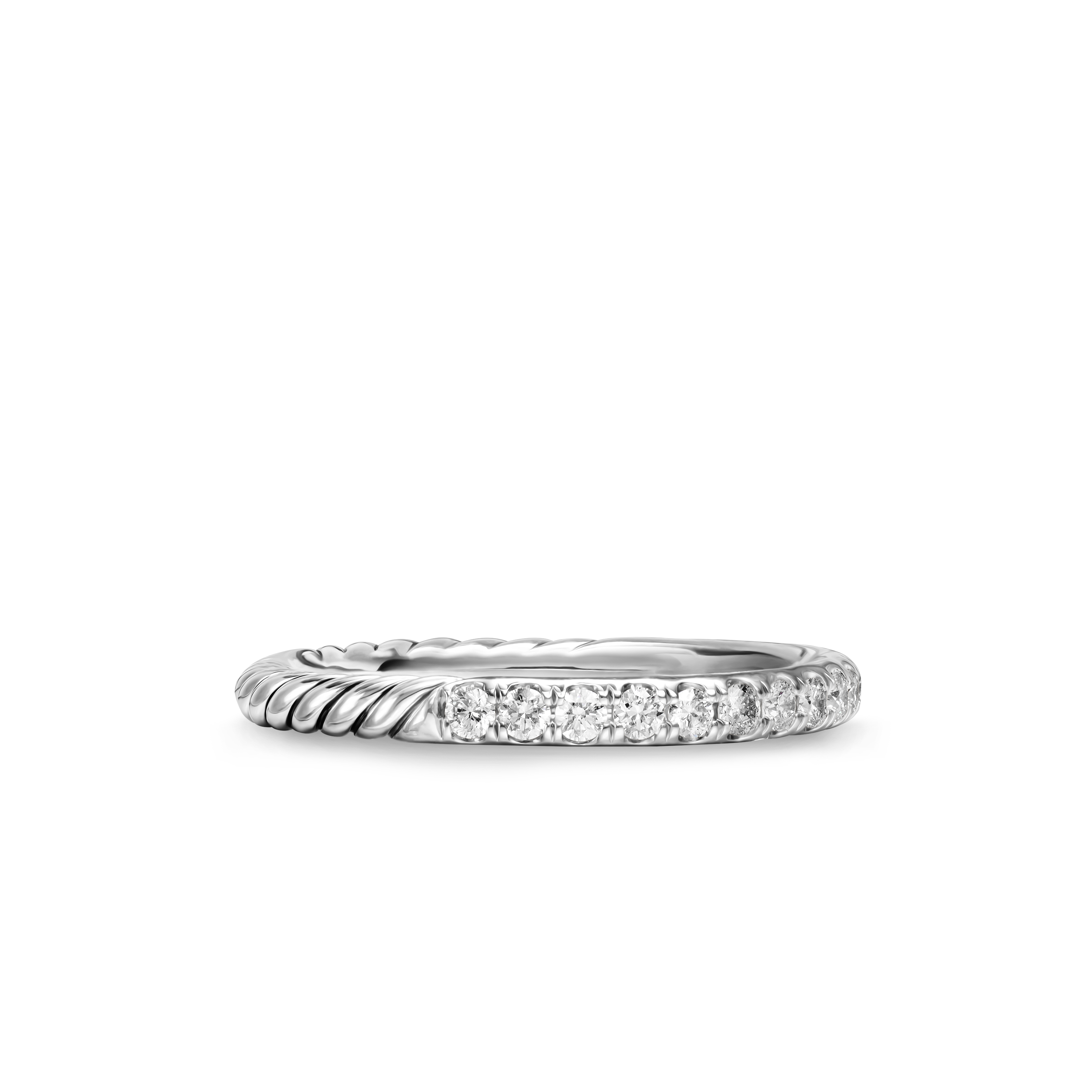Cable Collectibles® Stack Ring in Sterling Silver with Diamonds, 2mm