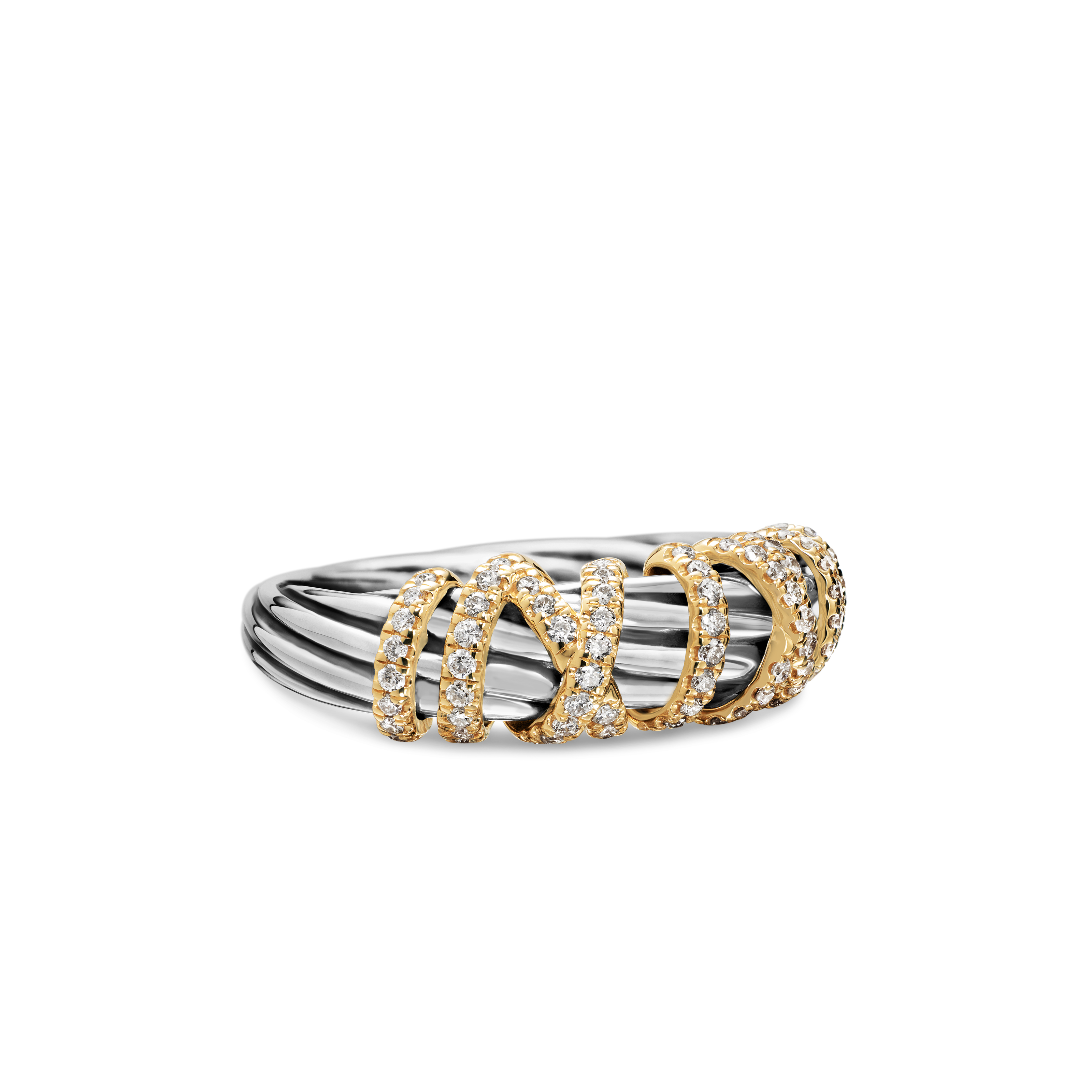 Helena Ring in Sterling Silver with 18K Yellow Gold and Diamonds, 7.7mm