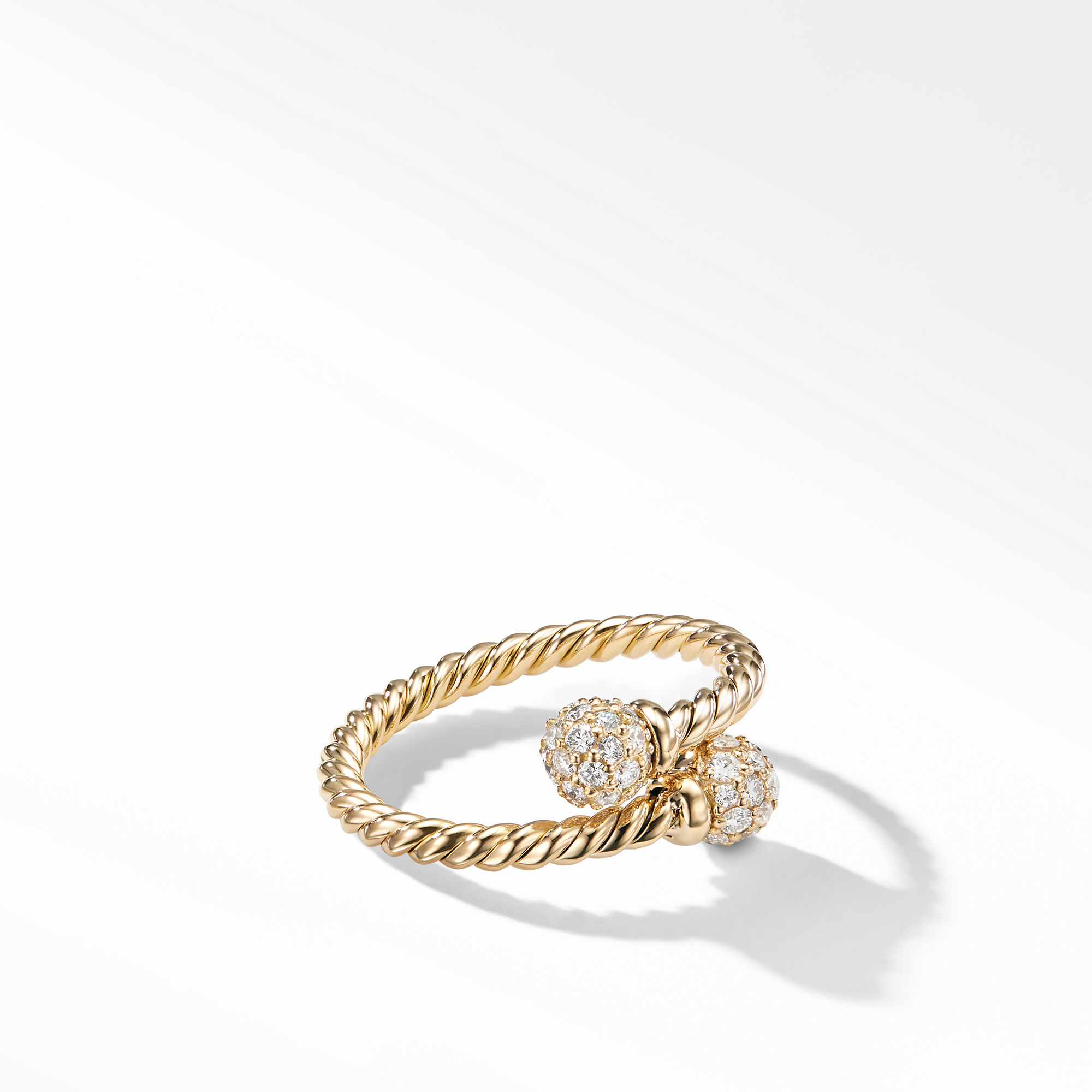 Petite Solari Bypass Ring in 18K Yellow Gold with Pave Diamonds