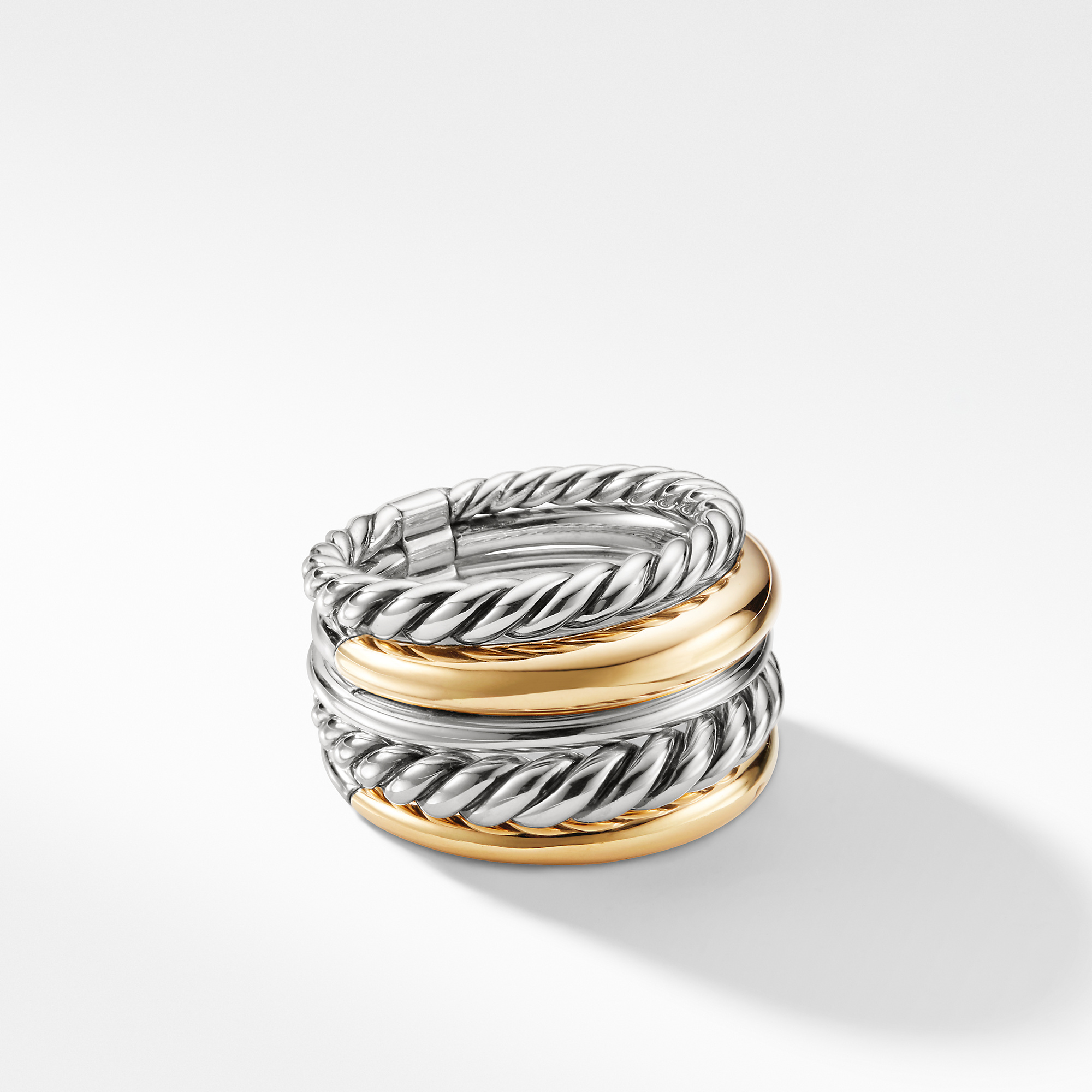 Pure Form® Five Row Ring in Sterling Silver with 18K Yellow Gold, 15mm