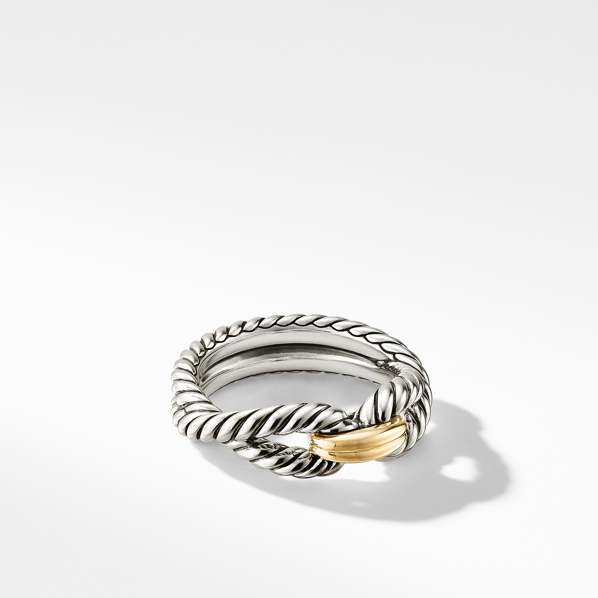 Cable Loop Band Ring in Sterling Silver with 18K Yellow Gold