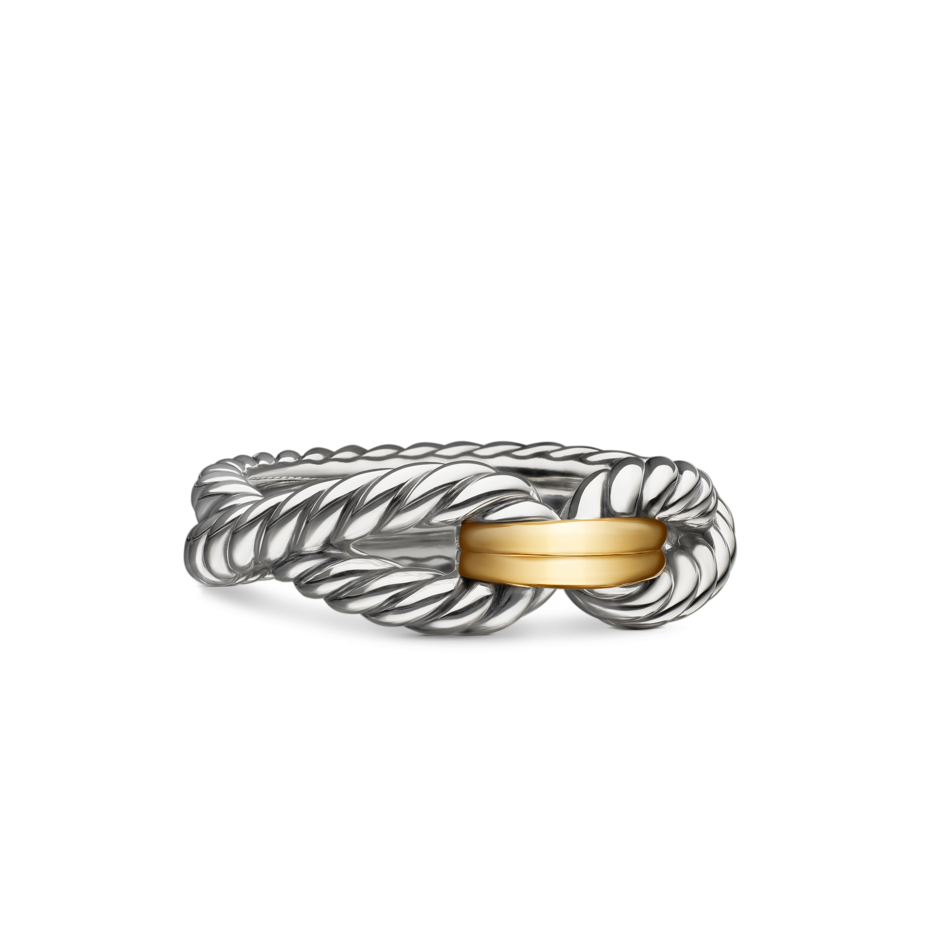 Cable Loop Band Ring in Sterling Silver with 18K Yellow Gold, 7mm