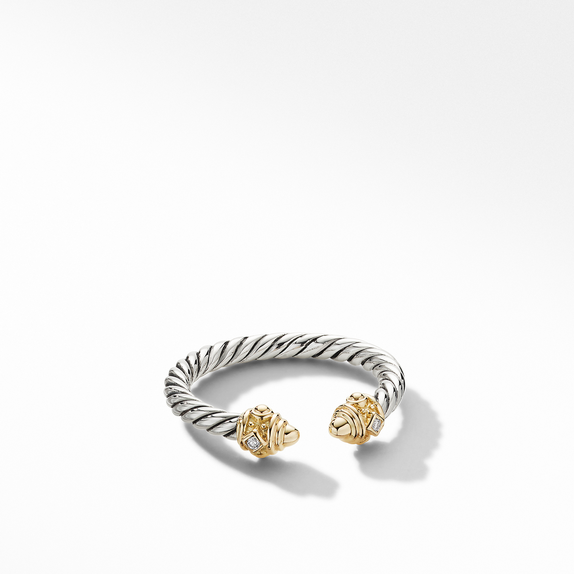 Renaissance Ring in Sterling Silver with 14K Yellow Gold, Gold Domes and Diamonds, 2.3mm