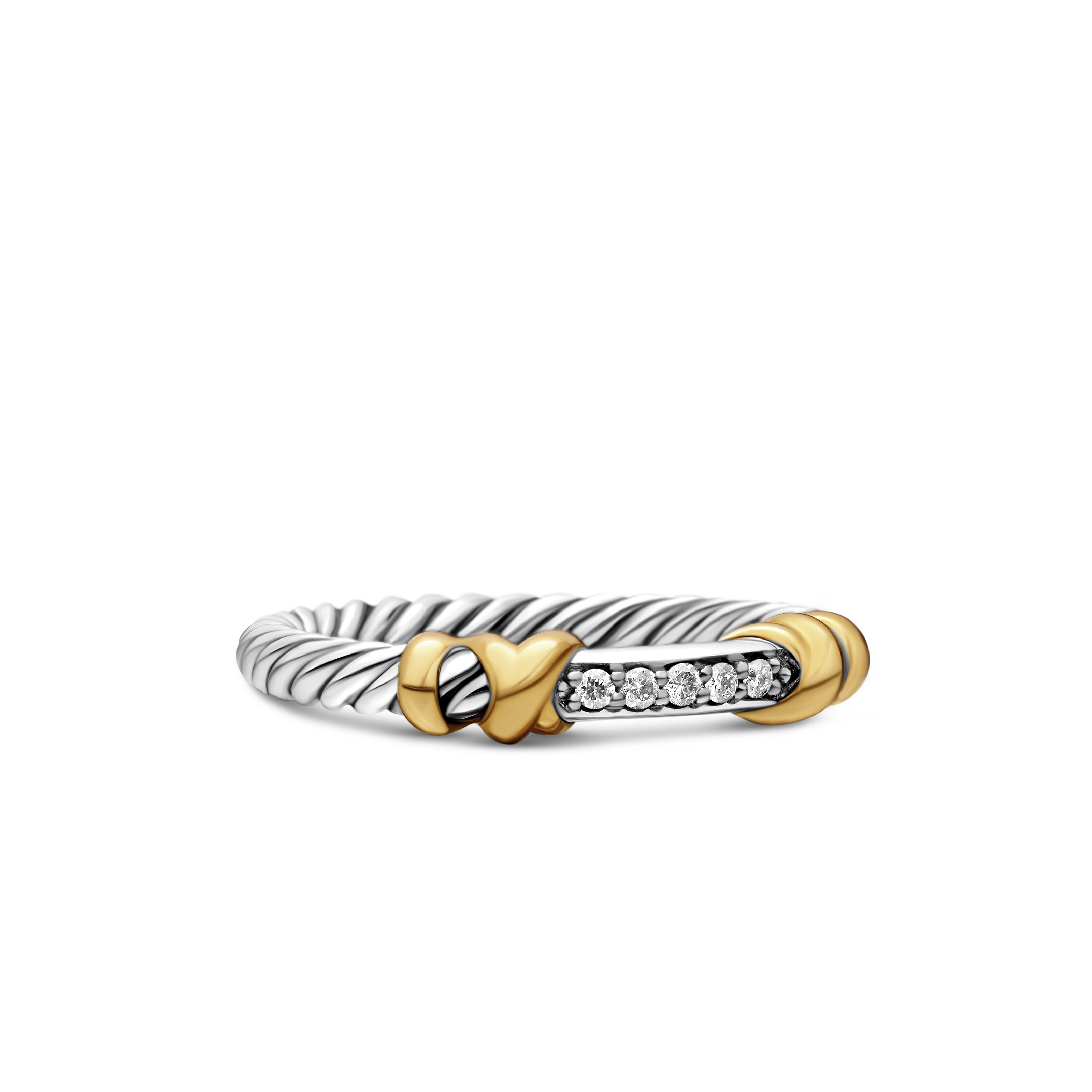 Petite Helena Wrap Band Ring in Sterling Silver with 18K Yellow Gold and Diamonds, 4mm