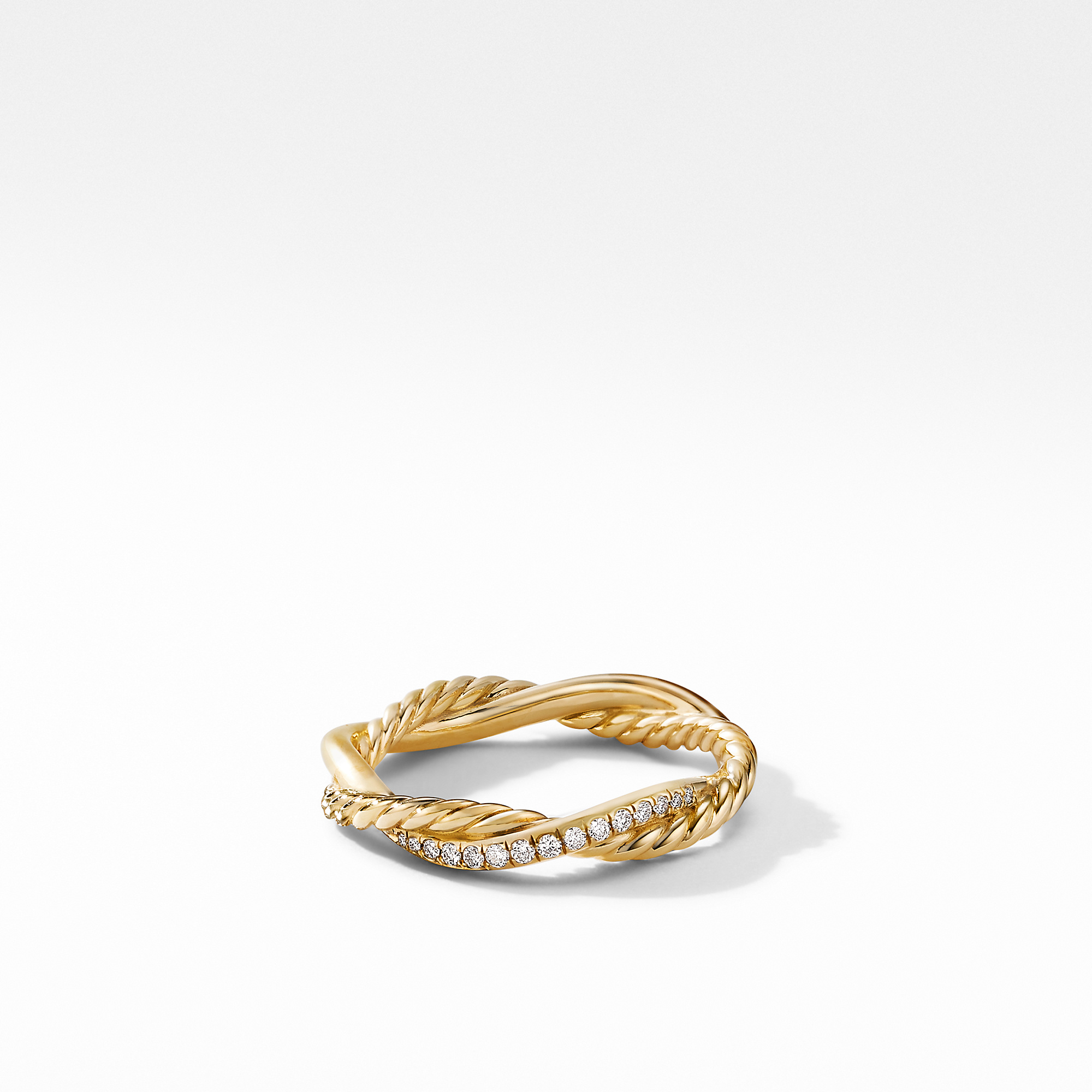 Petite Infinity Band Ring in 18K Yellow Gold with Pave Diamonds