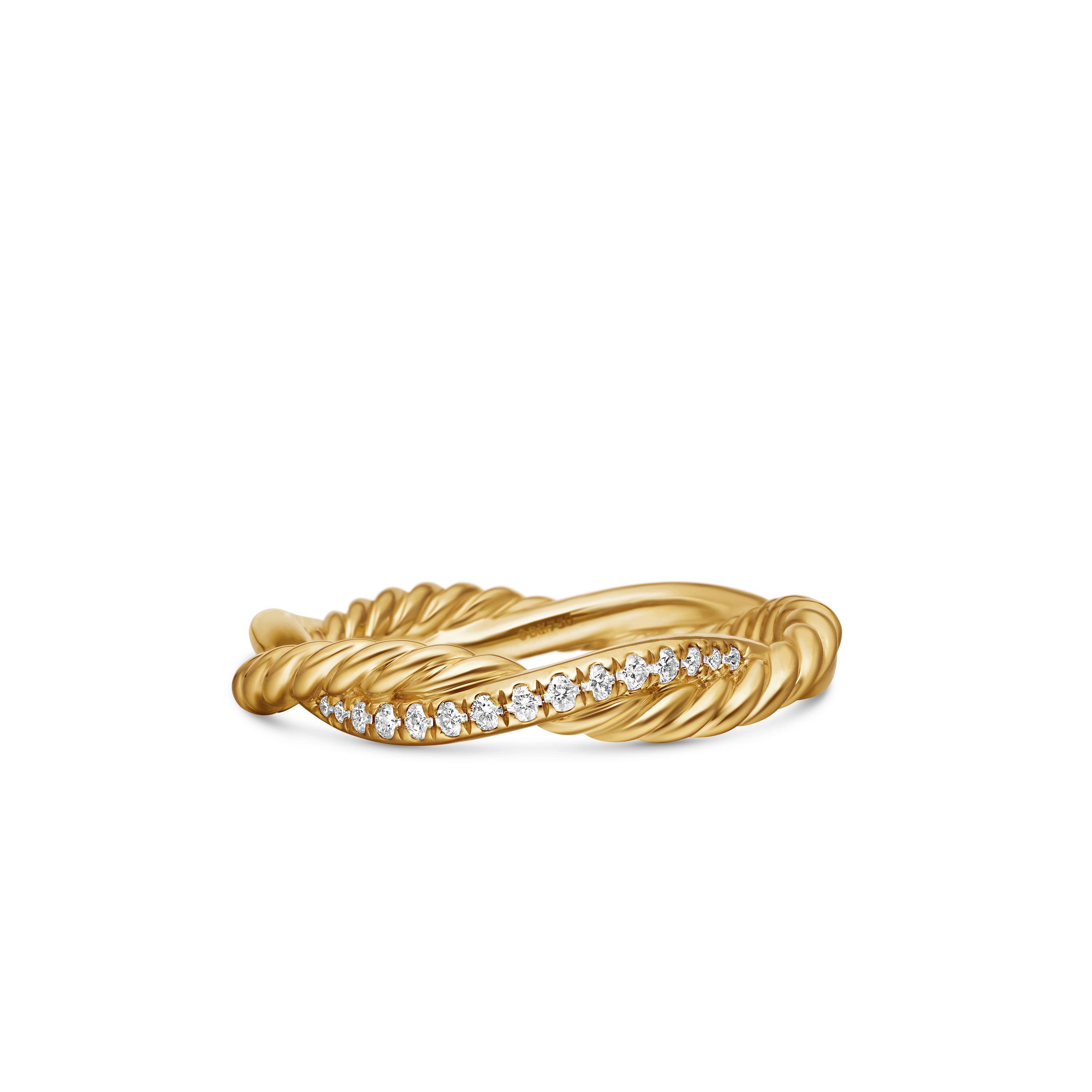 Petite Infinity Band Ring in 18K Yellow Gold with Diamonds, 4mm