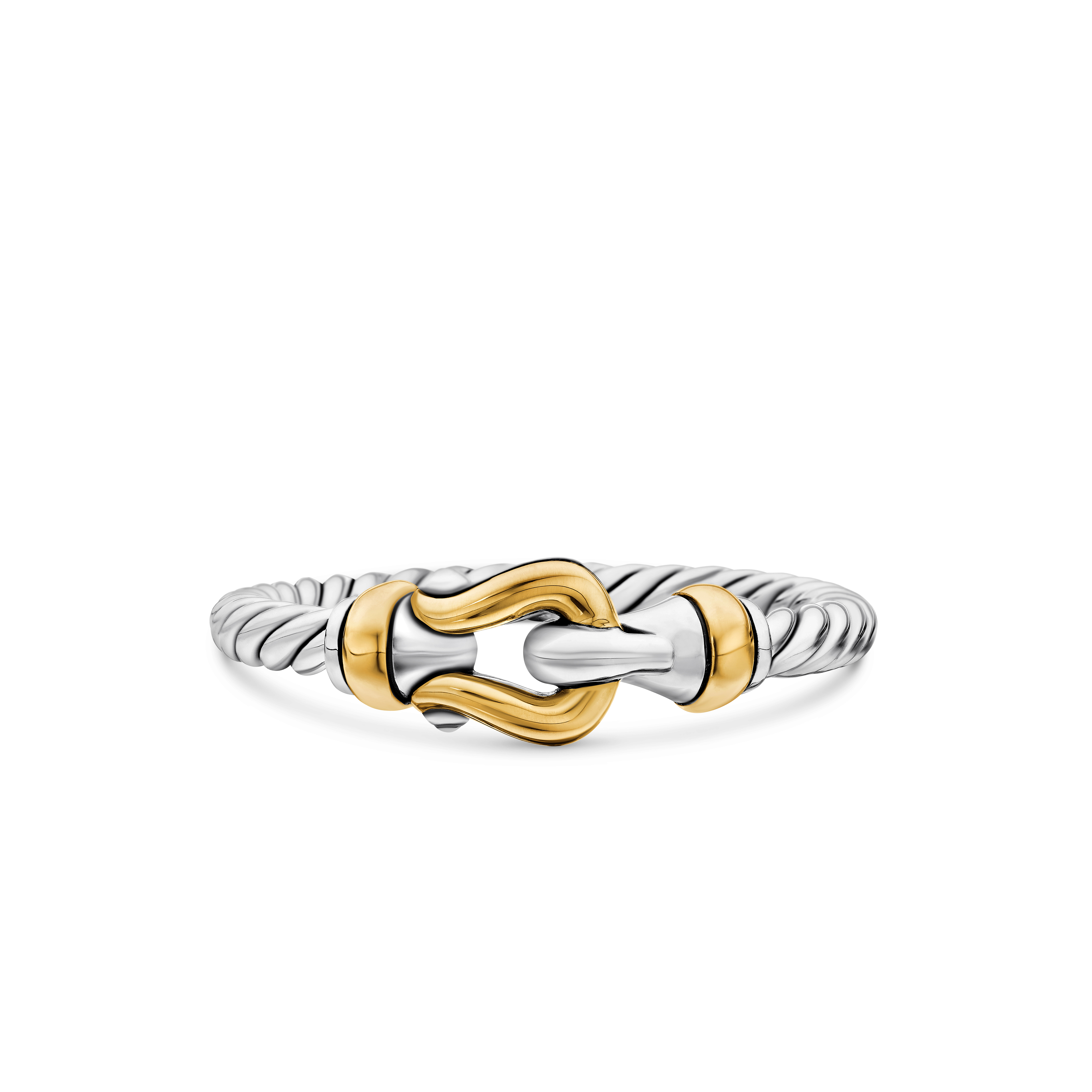 Petite Buckle Ring in Sterling Silver with 18K Yellow Gold, 2mm