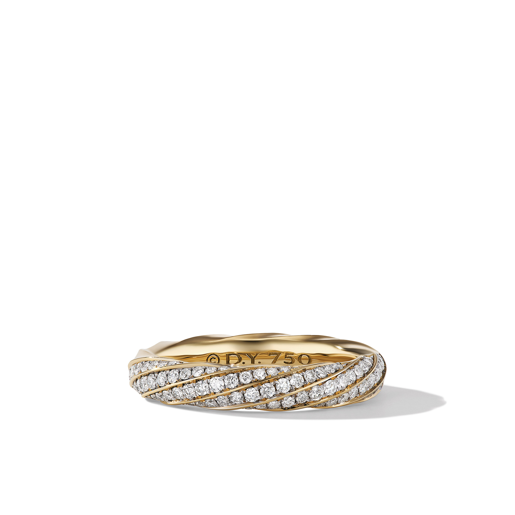 Cable Edge™ Band Ring in Recycled 18K Yellow Gold with Pave Diamonds