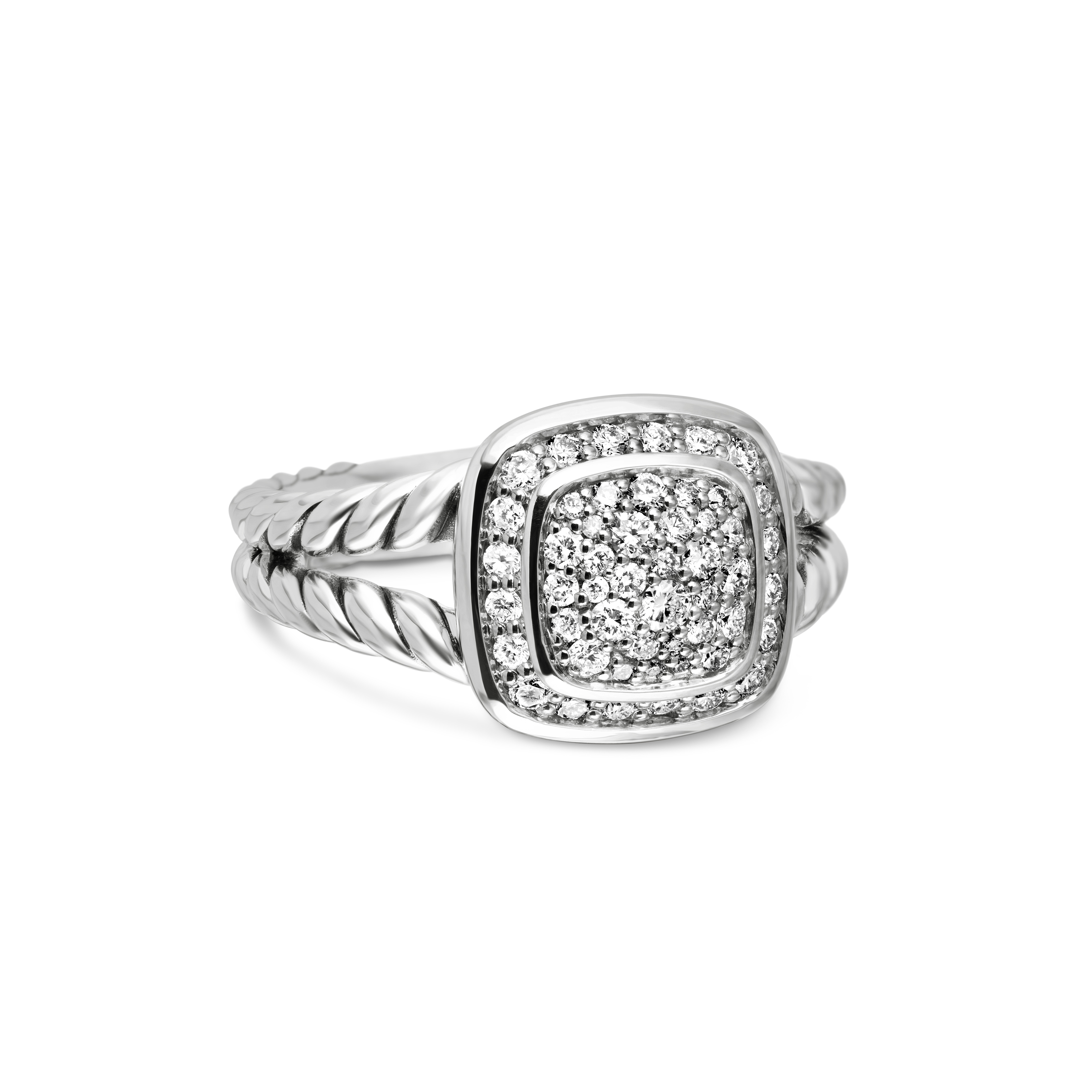 Petite Albion® Ring in Sterling Silver with Pavé Diamonds, 7mm