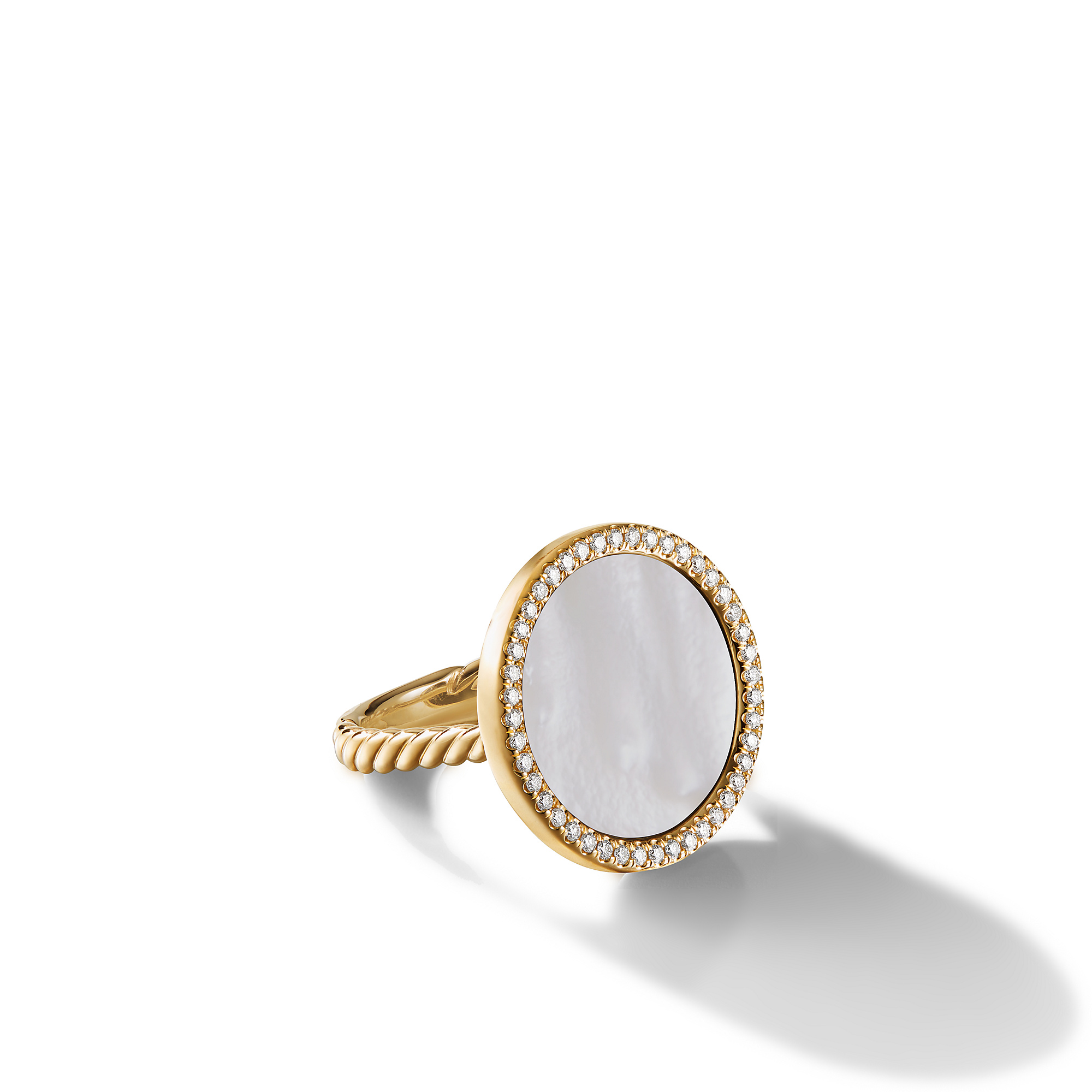 DY Elements® Ring in 18K Yellow Gold with Mother of Pearl and Pave Diamonds
