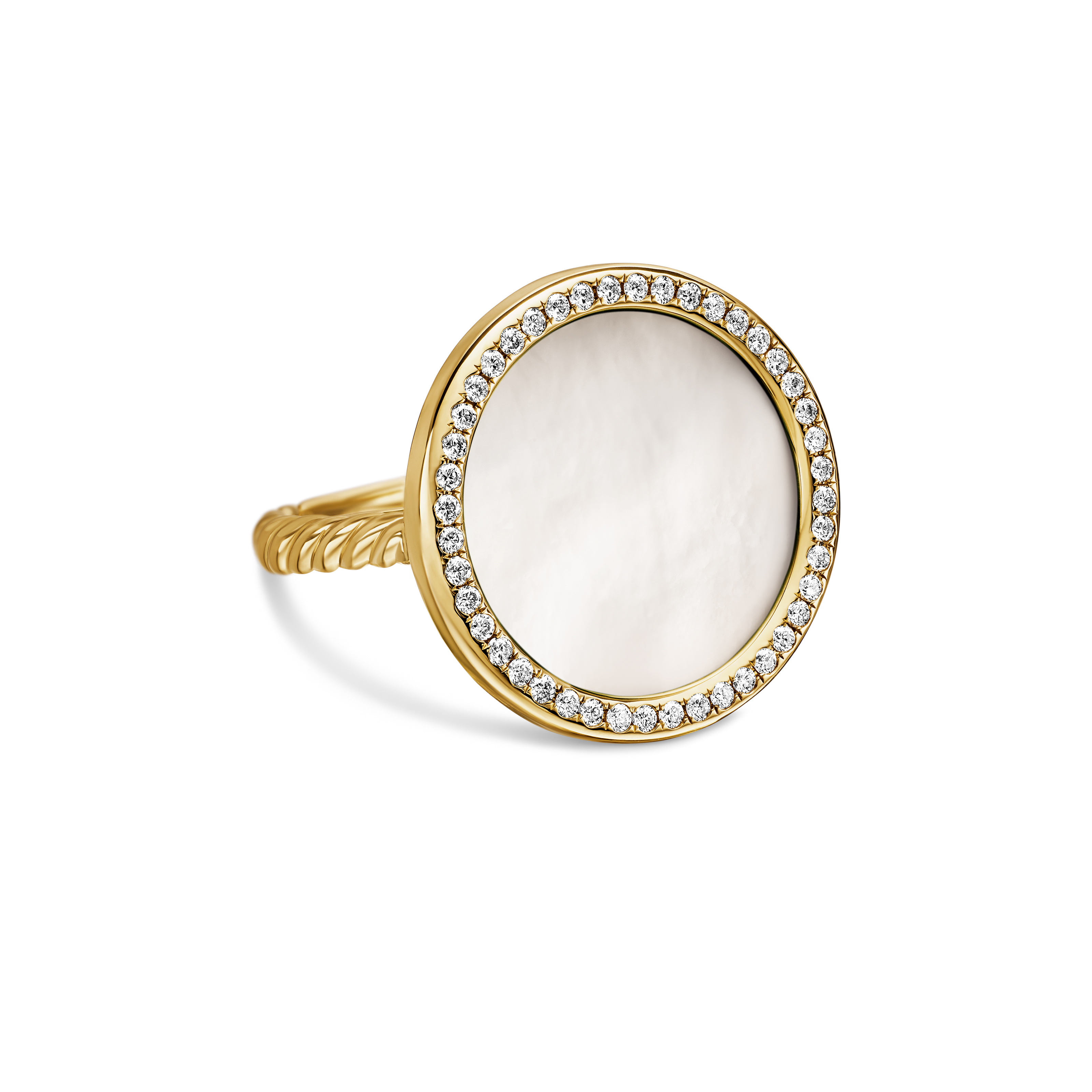 DY Elements® Ring in 18K Yellow Gold with Mother of Pearl and Pave Diamonds