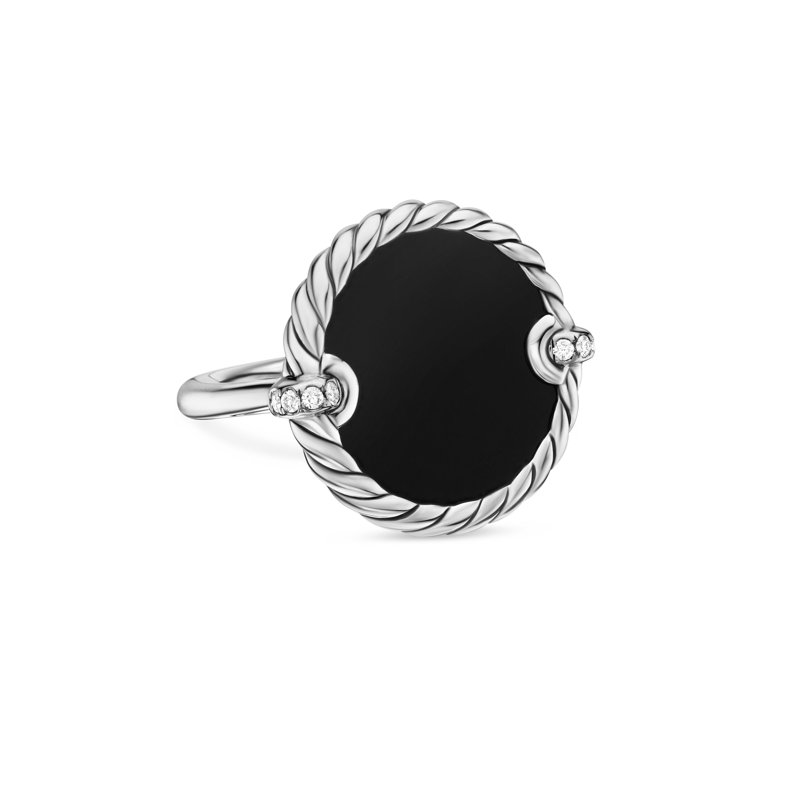 DY Elements® Ring in Sterling Silver with Black Onyx and Diamonds, 21mm