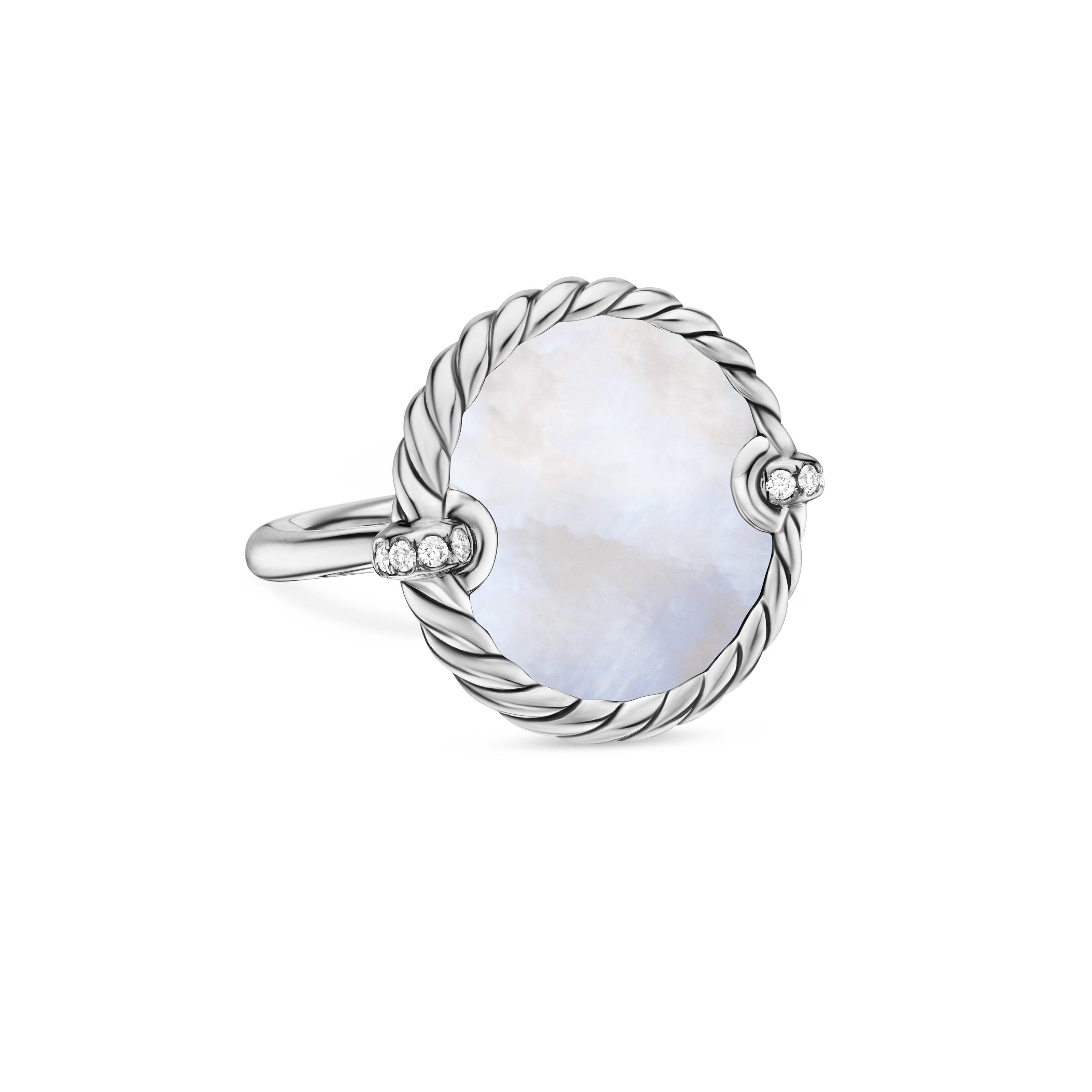 DY Elements® Ring in Sterling Silver with Mother of Pearl and Diamonds, 21mm