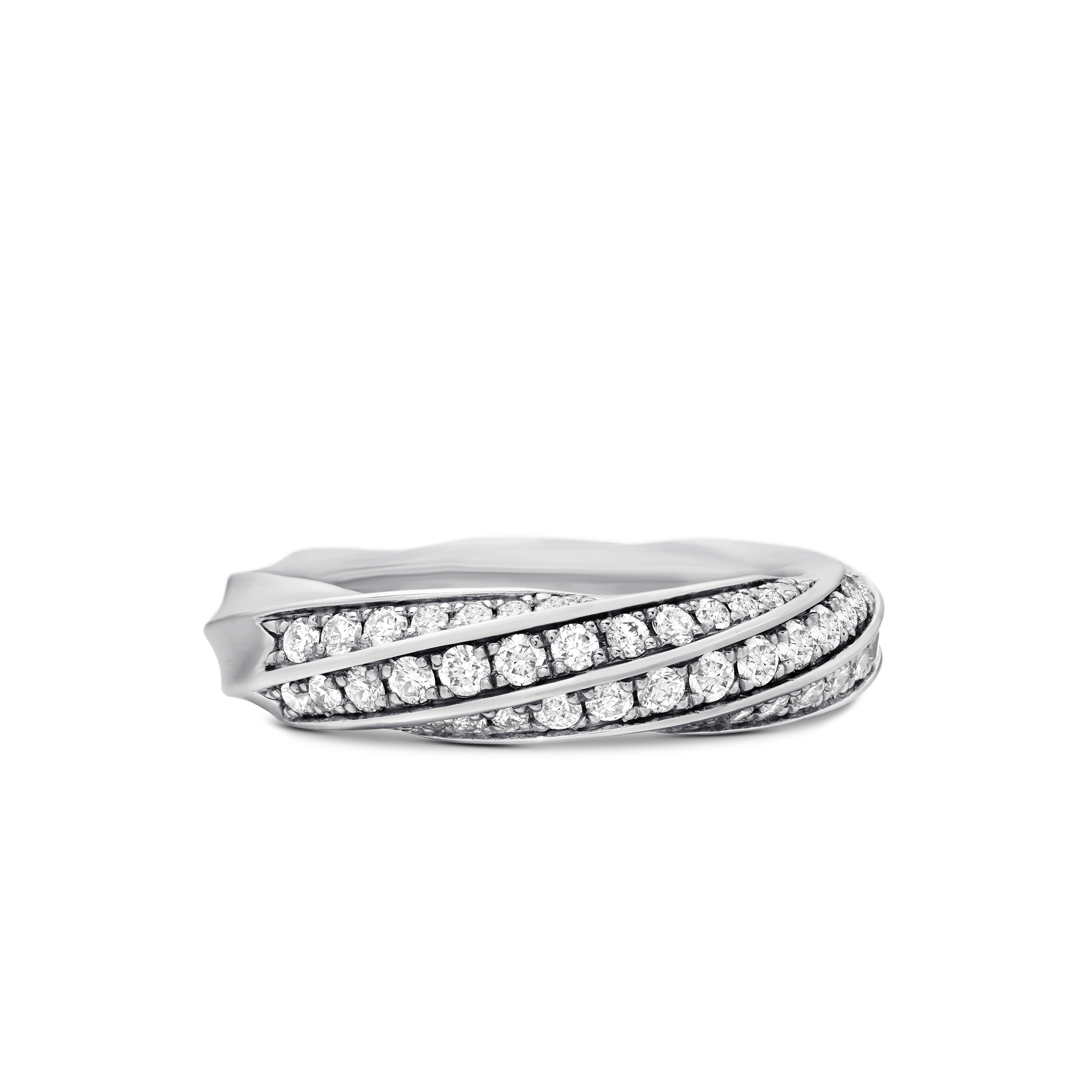 Cable Edge® Band Ring in Sterling Silver with Diamonds, 5mm