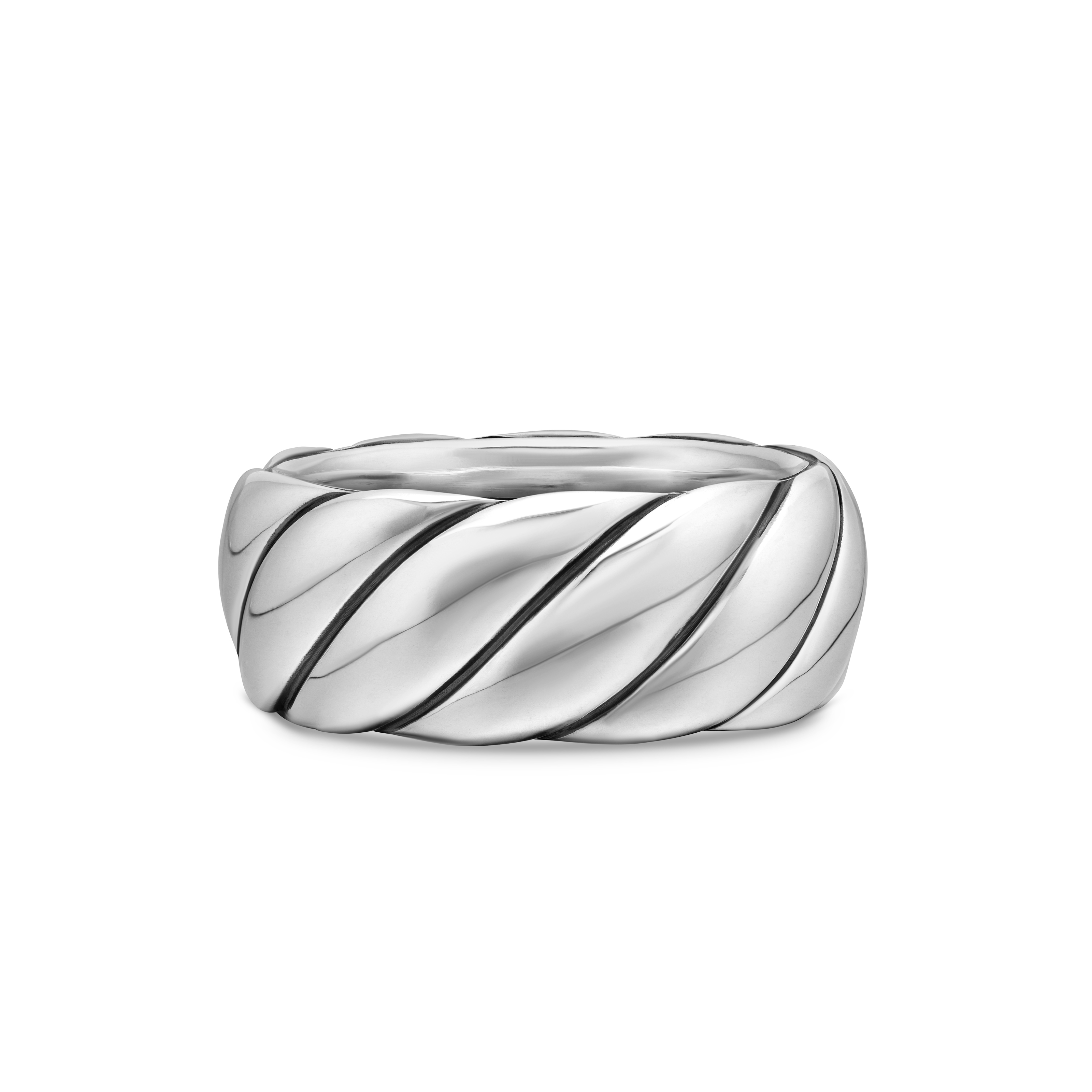 Sculpted Cable Band Ring in Sterling Silver, 9mm