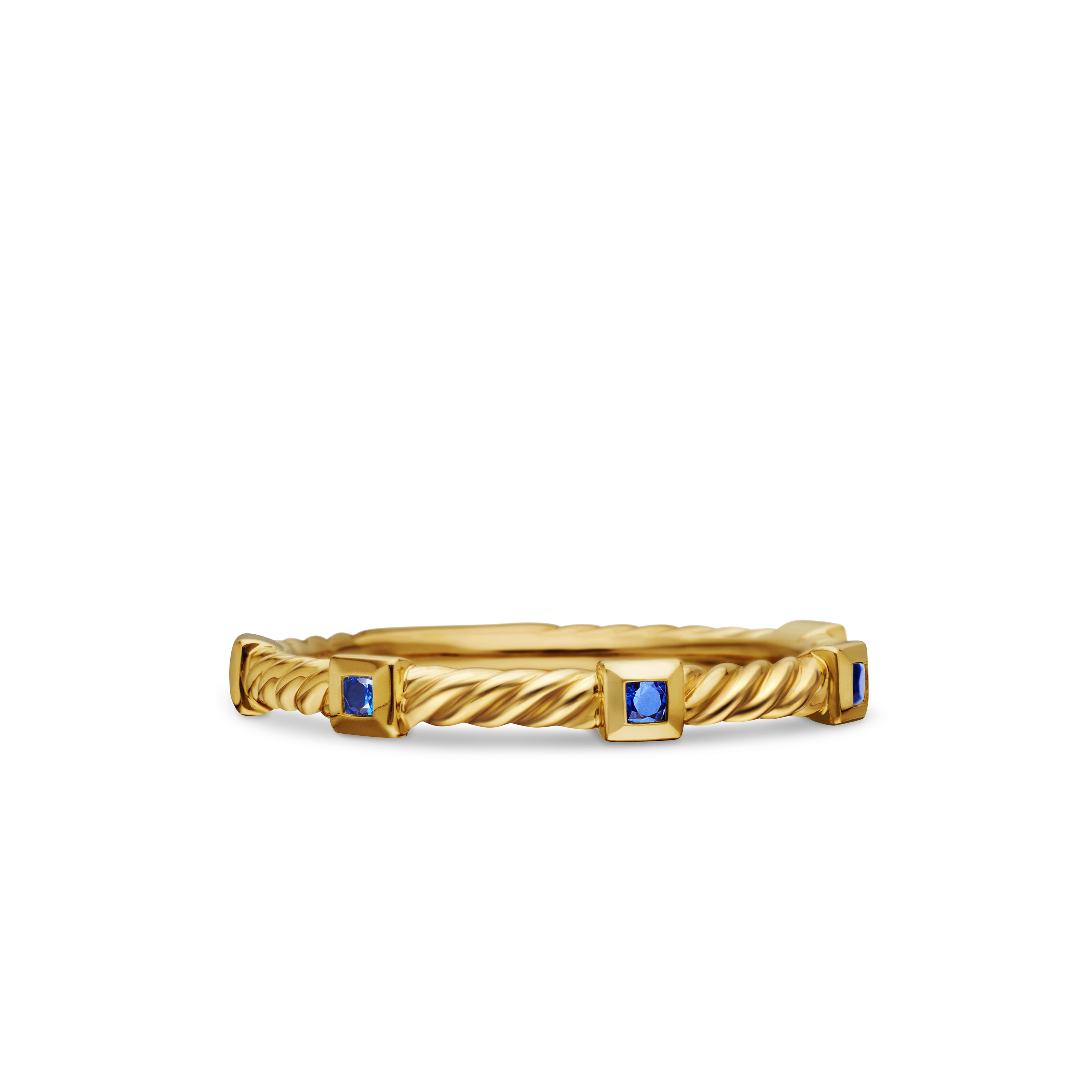 Cable Collectibles® Stack Ring in 18K Yellow Gold with Blue Sapphires, 2mm