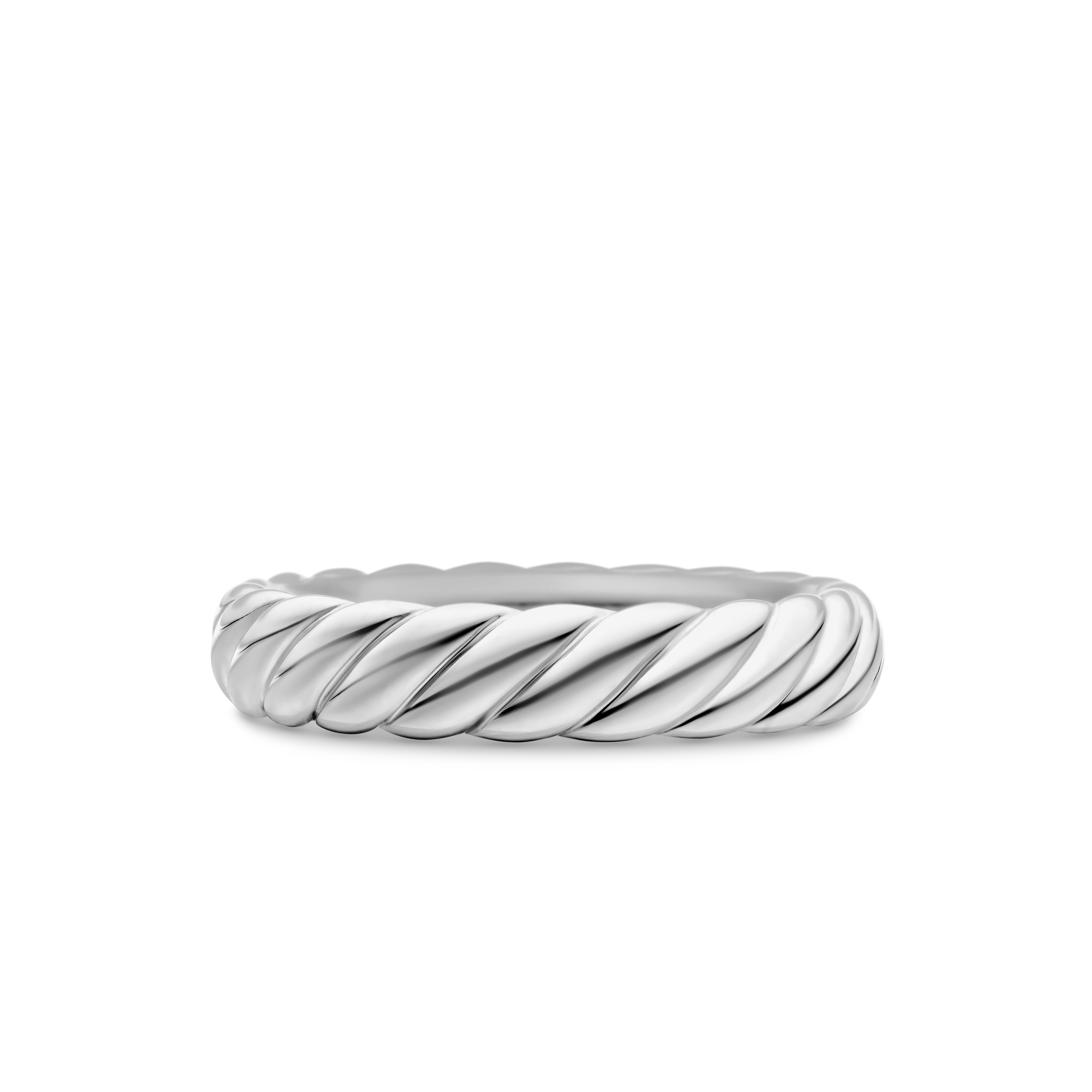 Sculpted Cable Band Ring in 18K White Gold, 4.6mm