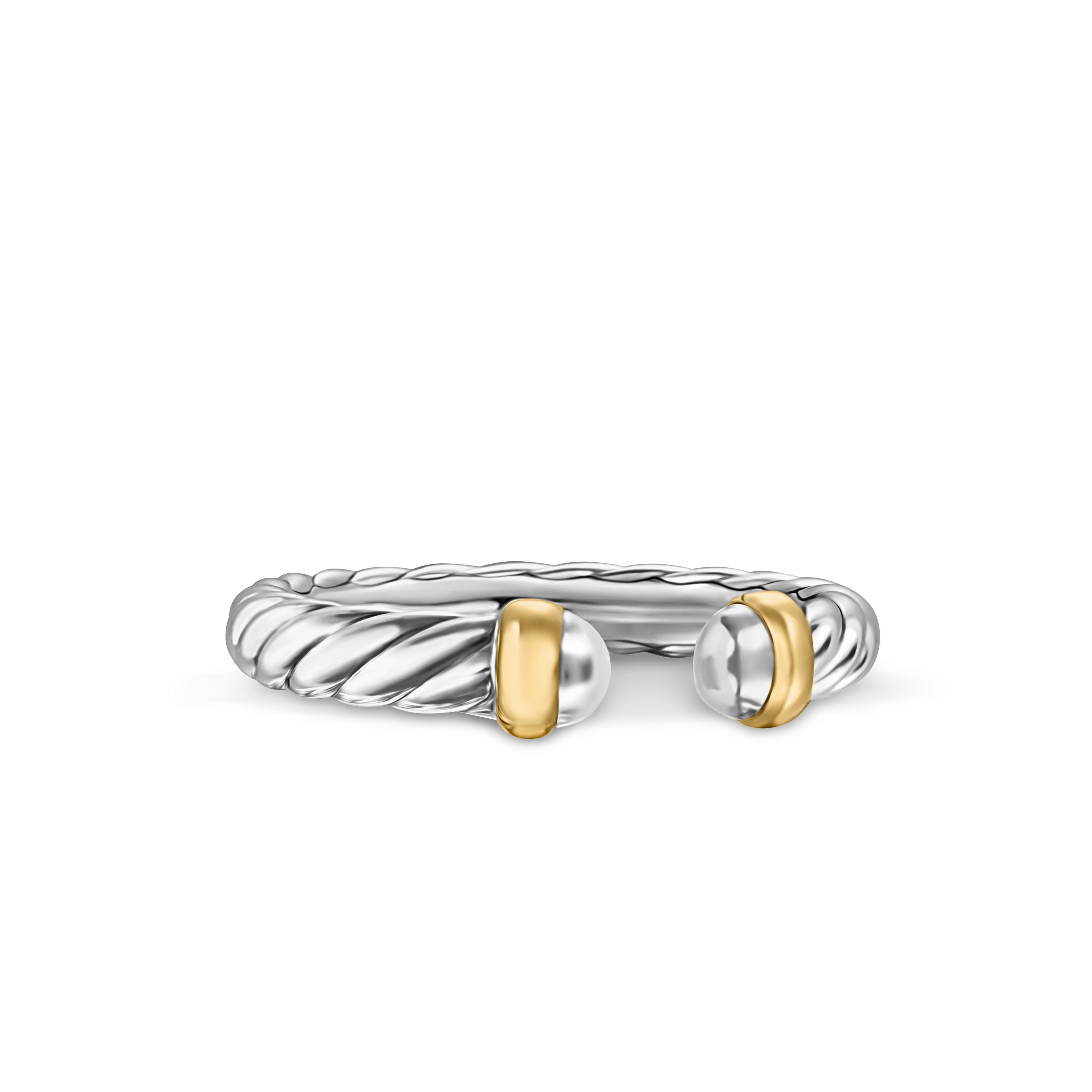 Petite Cable Ring in Sterling Silver with 14K Yellow Gold, 3.4mm