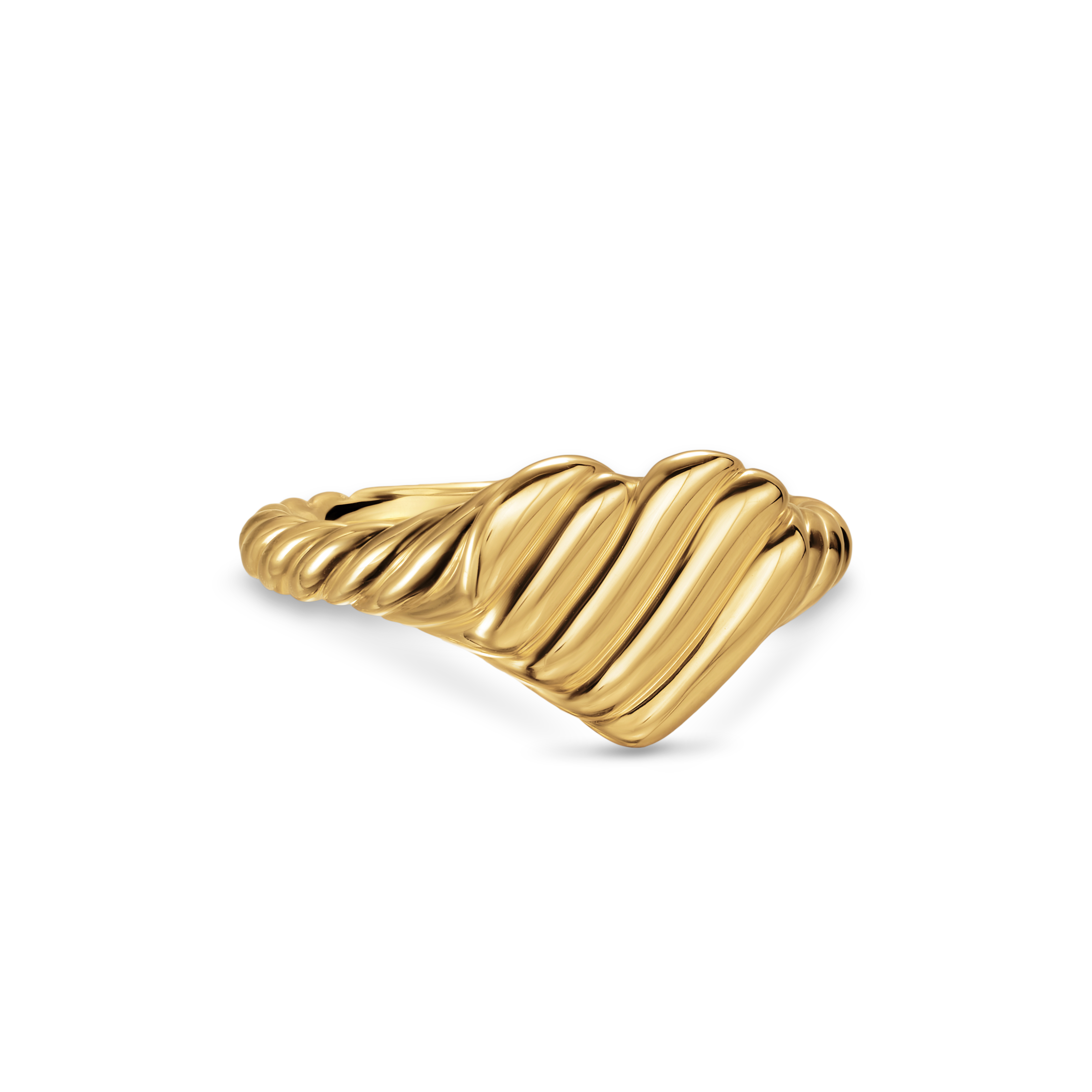 Sculpted Cable Heart Pinky Ring in 18K Yellow Gold, 9mm