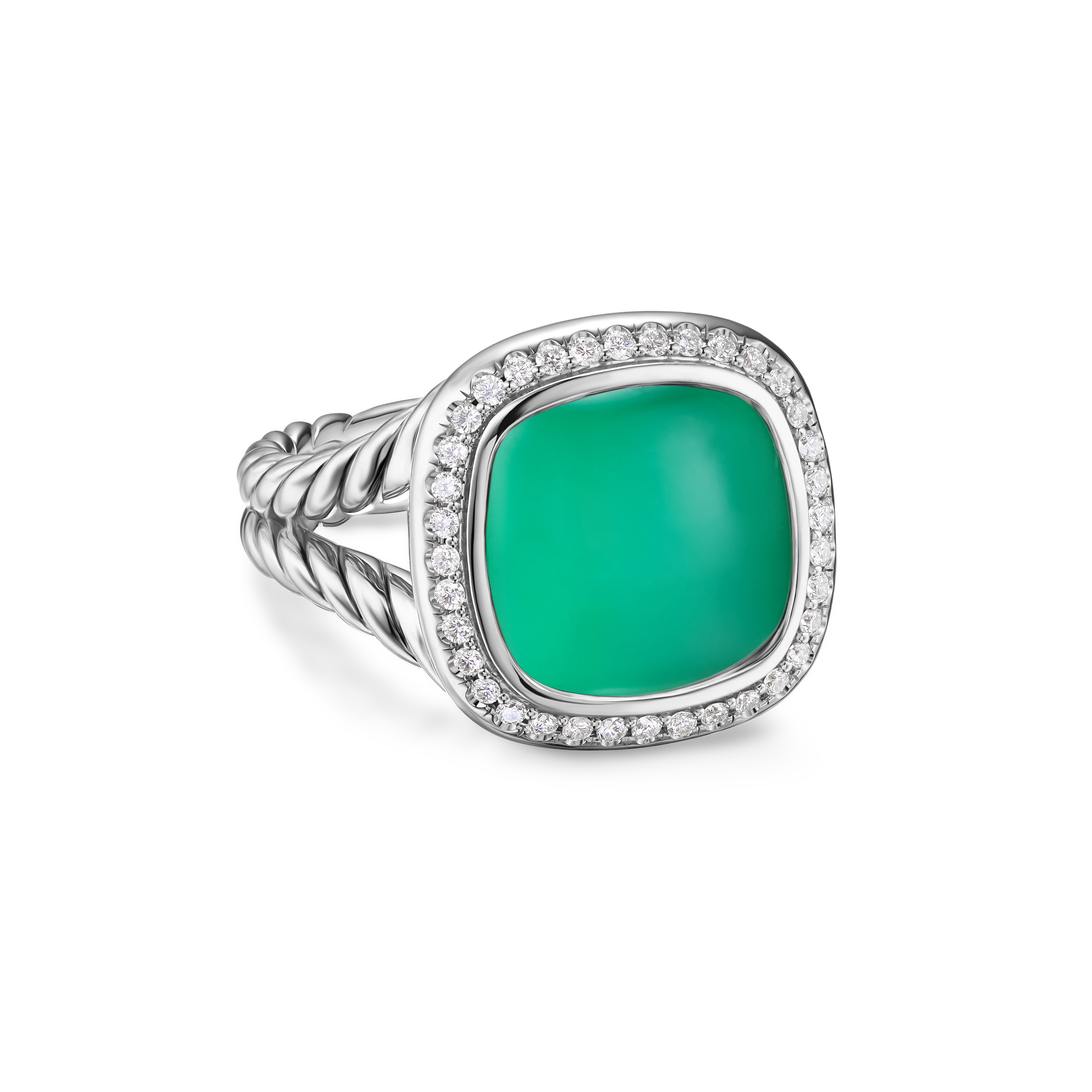 Albion® Oval Ring in Sterling Silver with Lagoon Orchid and Diamonds, 11.5mm