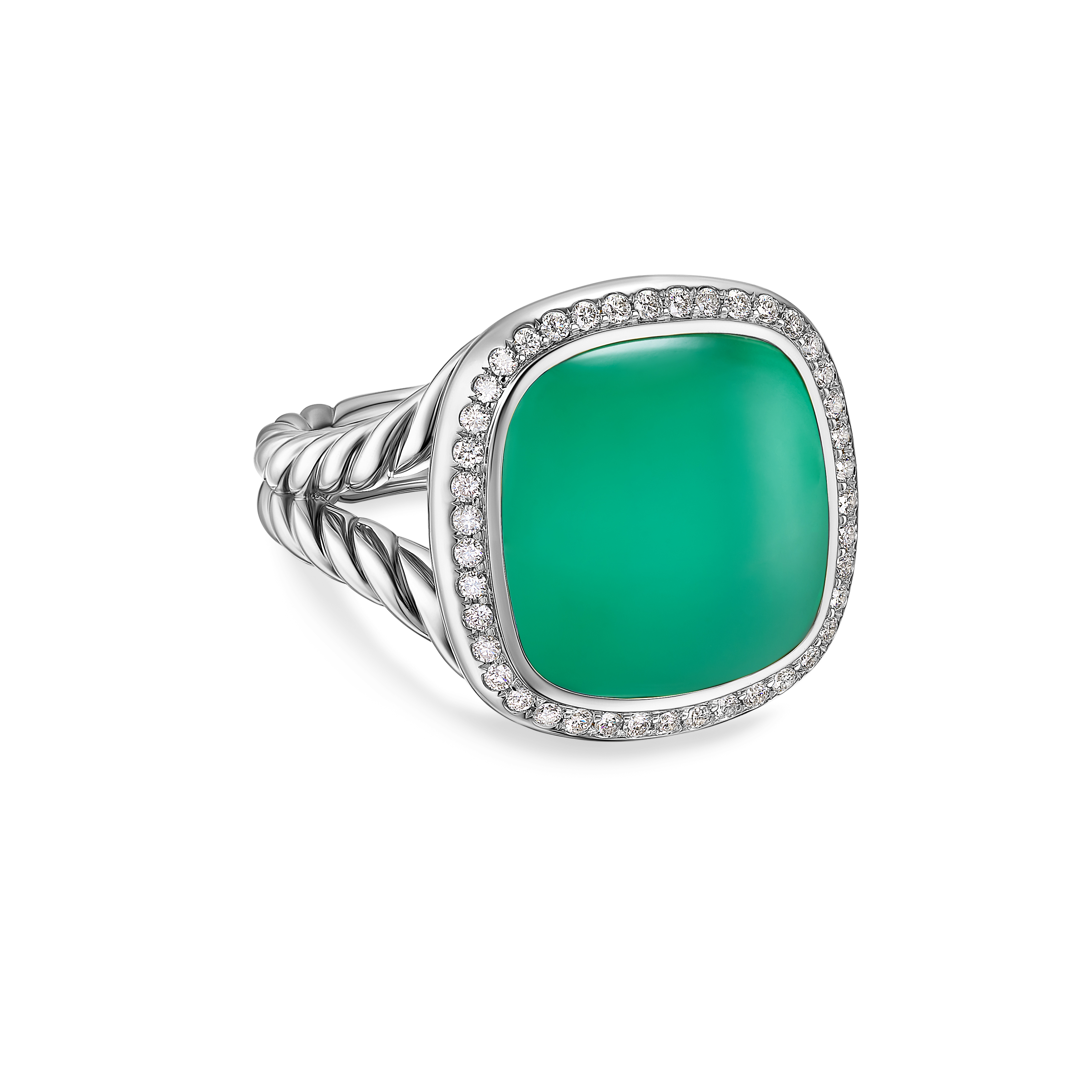 Albion® Oval Ring in Sterling Silver with Lagoon Orchid and Diamonds, 15mm