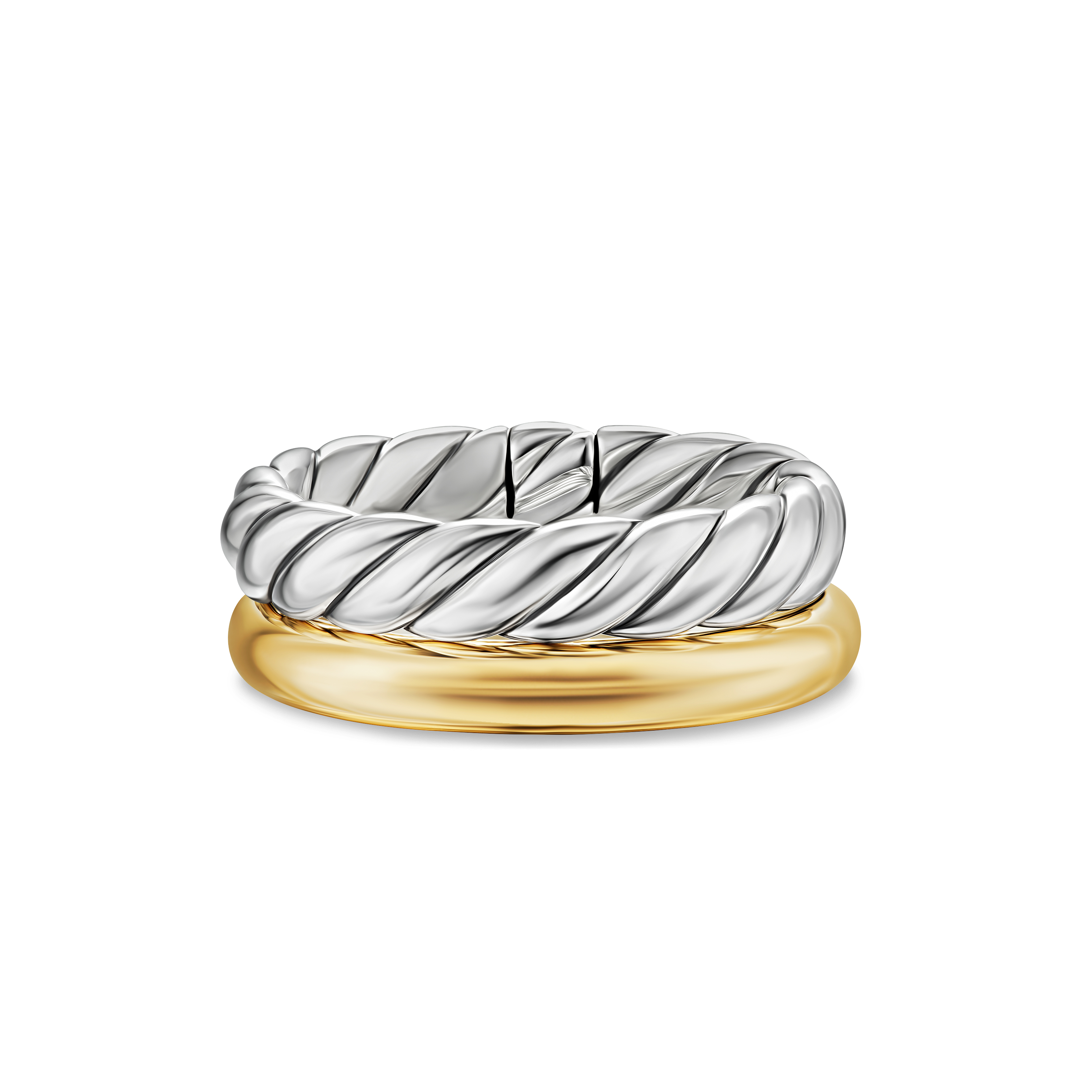 DY Mercer® Two Row Ring in Sterling Silver with 18K Yellow Gold, 8mm