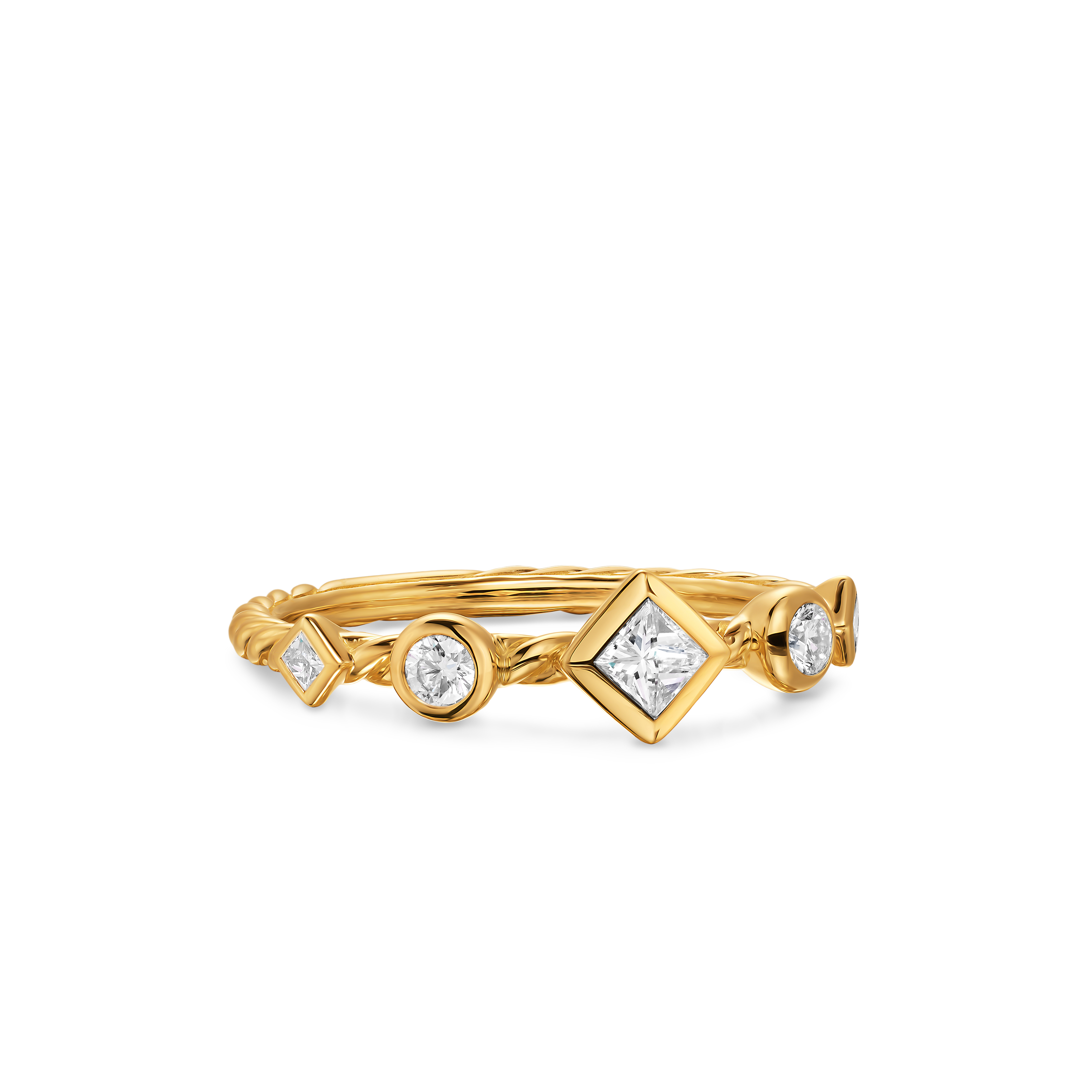 Petite Modern Renaissance® Band Ring in 18K Yellow Gold with Diamonds, 6.4mm