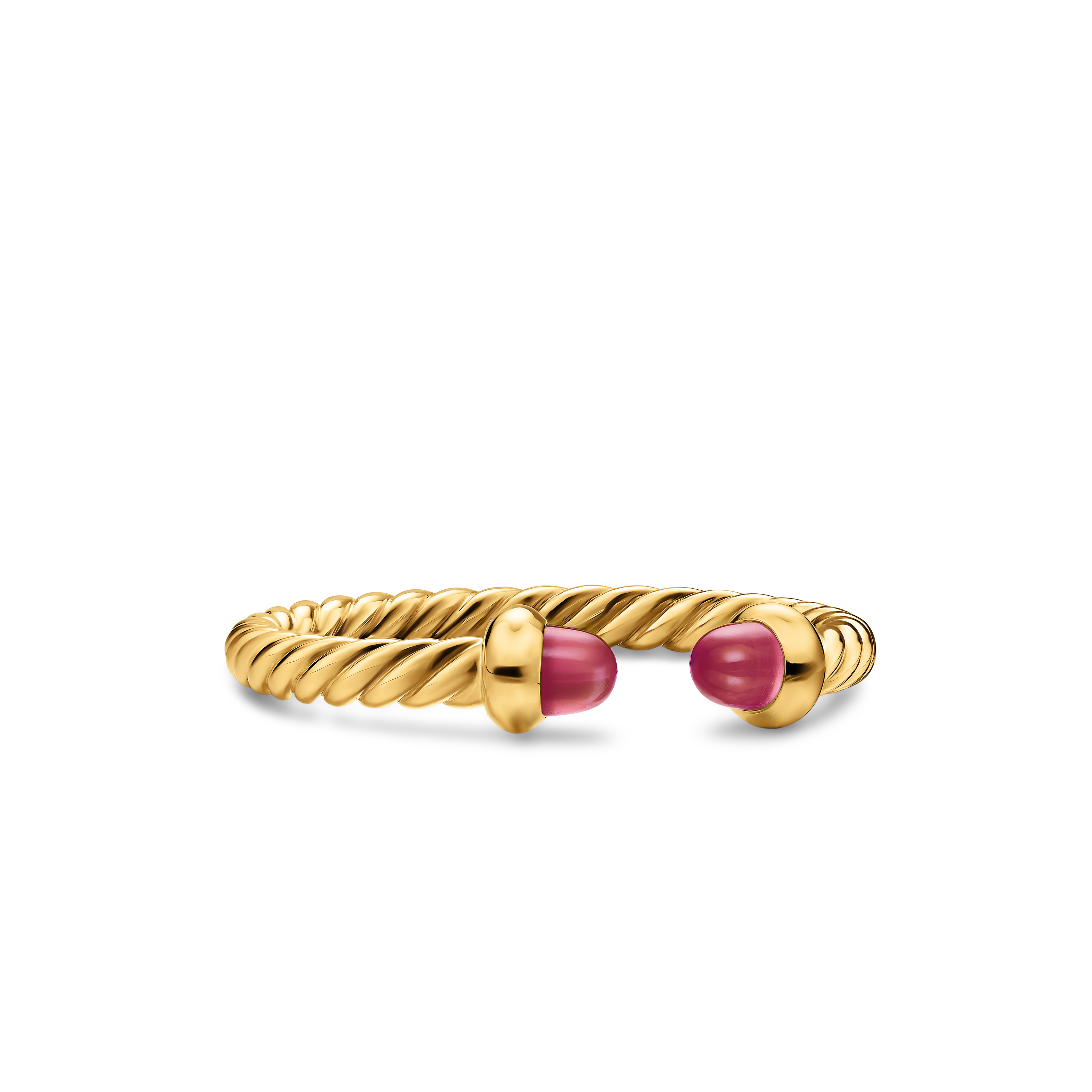 Micro Cablespira® Flex Open Ring in 18K Yellow Gold with Rubies, 2.5mm