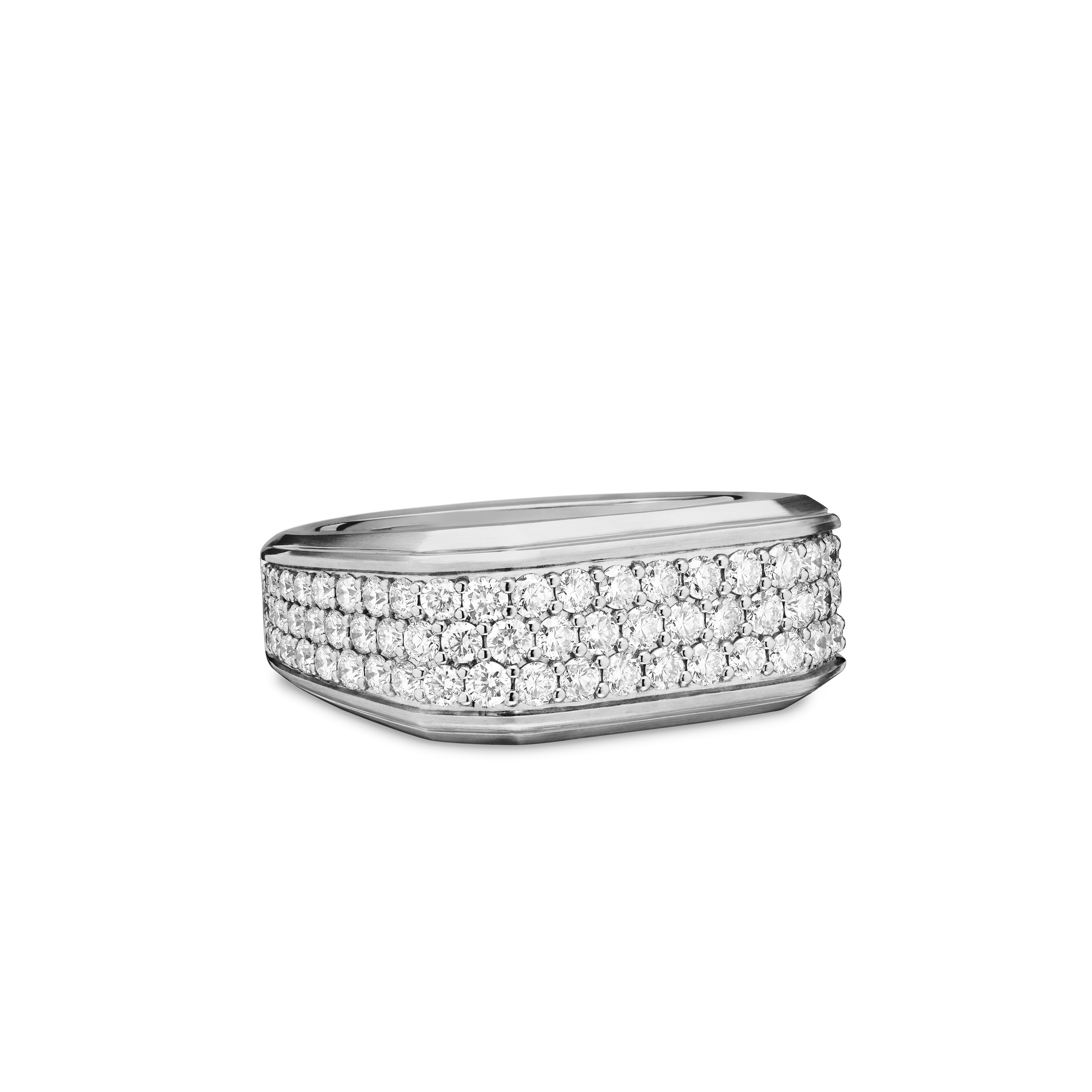 Streamline® Signet Ring in Sterling Silver with Diamonds, 10mm