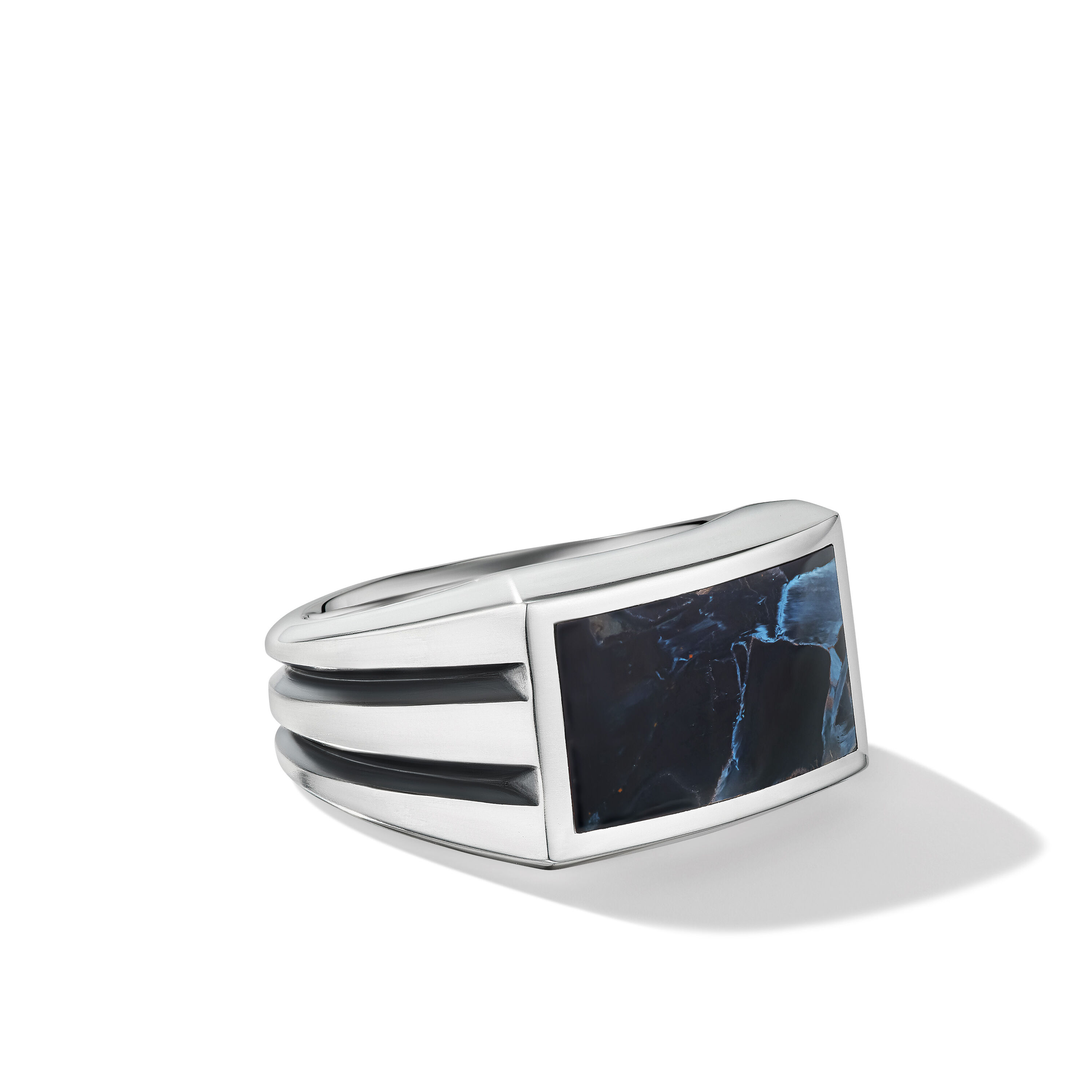 Deco Signet Ring in Sterling Silver with Pietersite