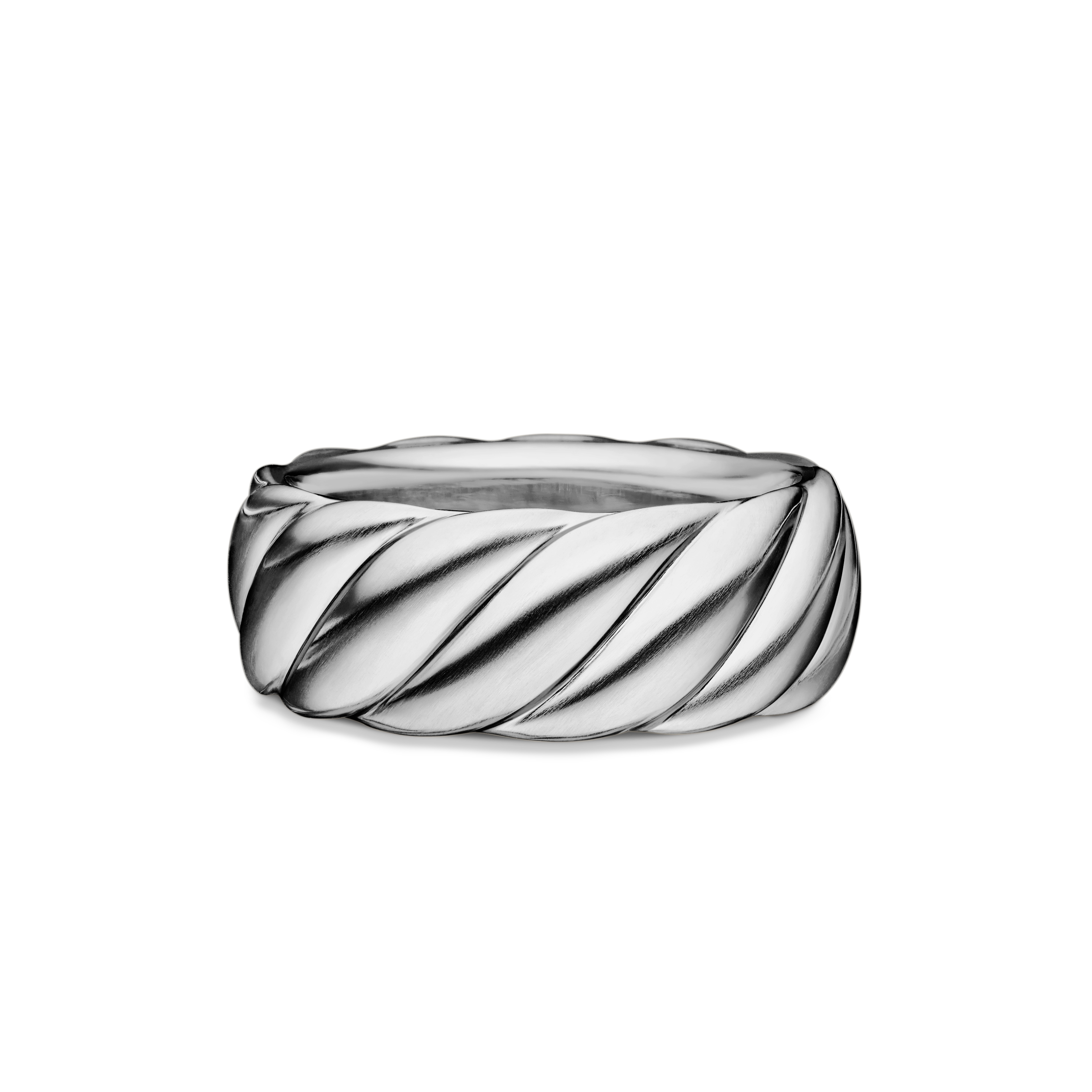 Sculpted Cable Contour Band Ring in Sterling Silver, 9mm