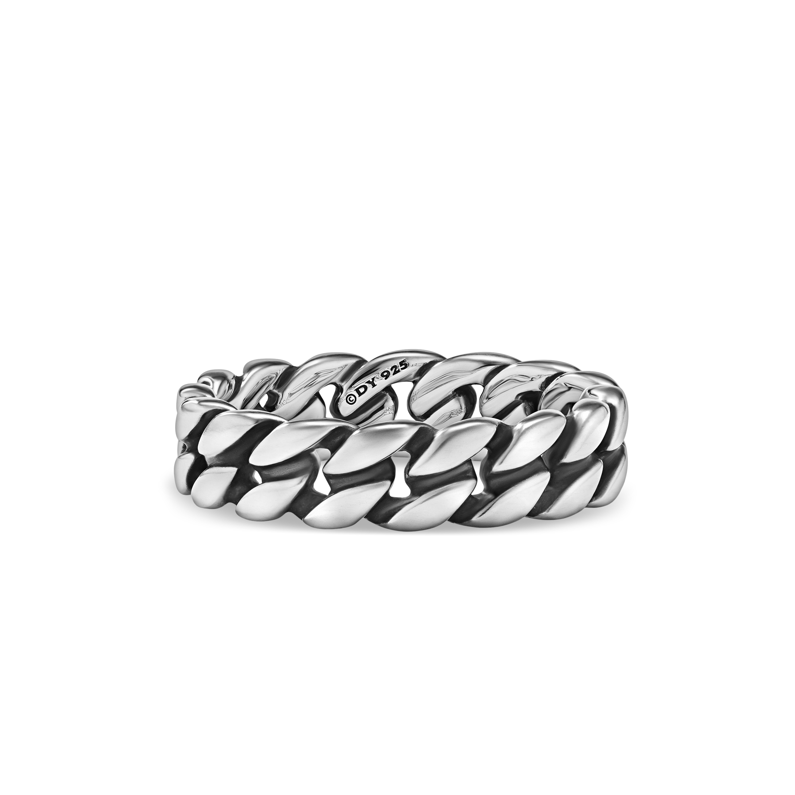 Curb Chain Band Ring in Sterling Silver, 6mm