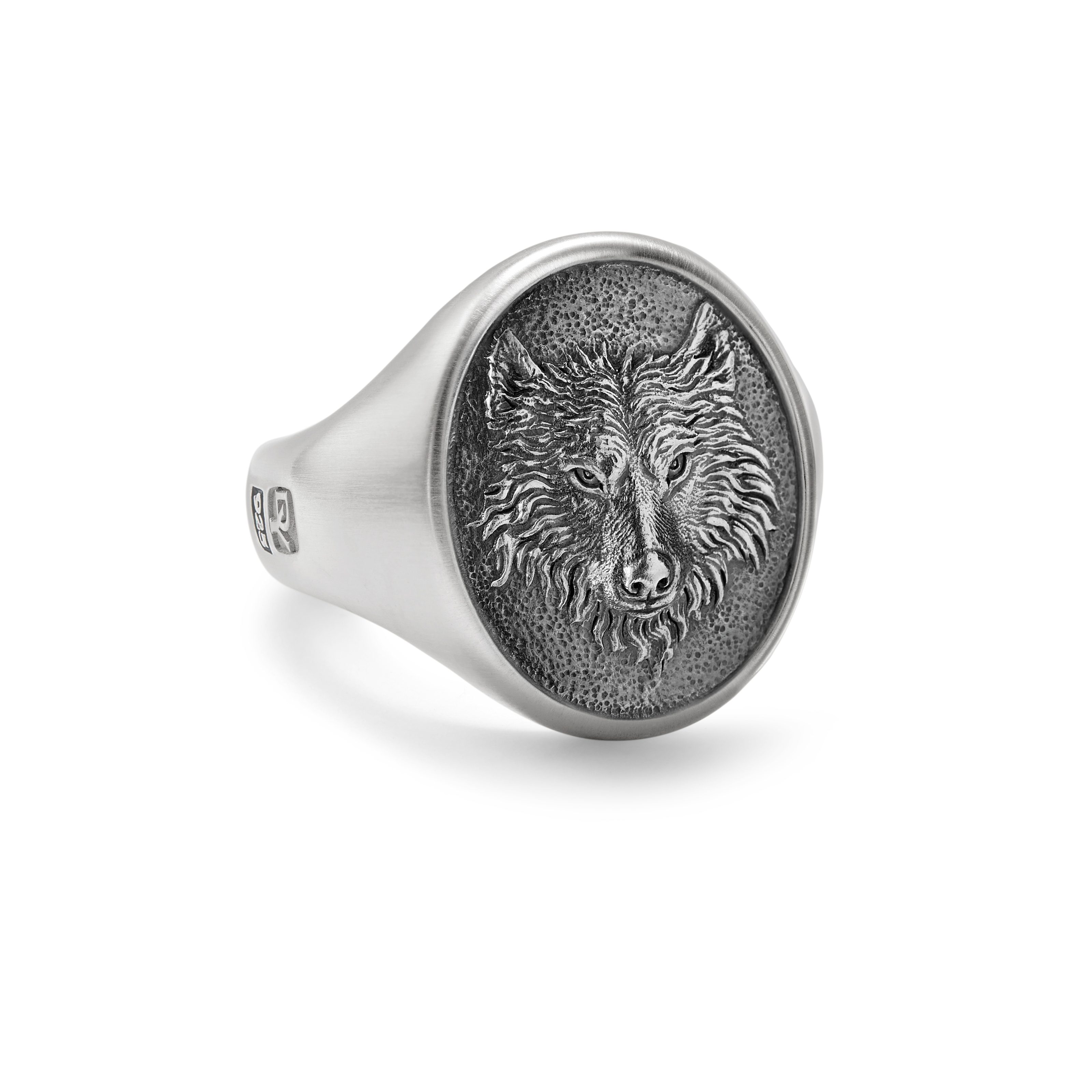 Petrvs® Wolf Signet Ring in Sterling Silver, 21.5mm