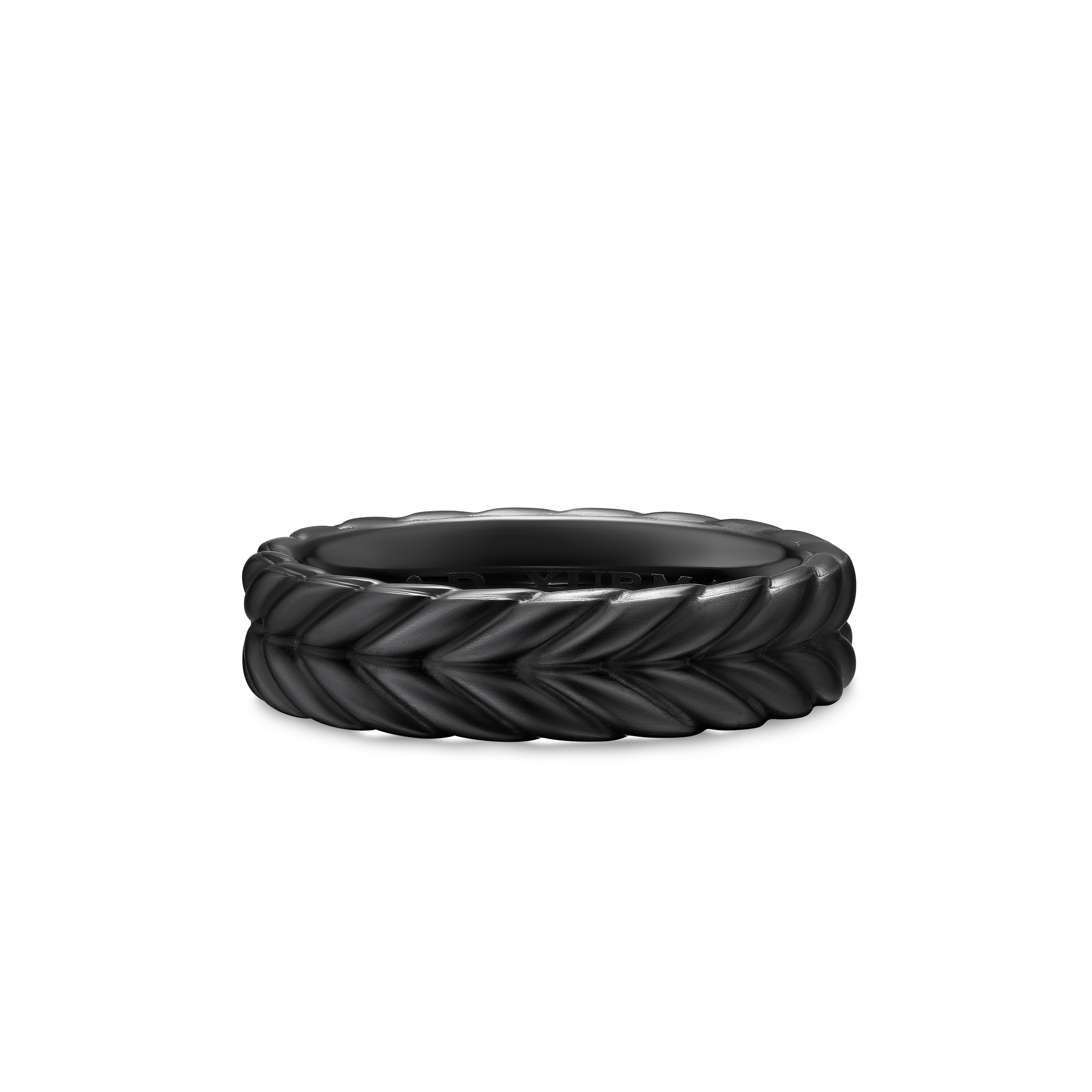 Chevron Band Ring in Black Titanium, 6.2mm